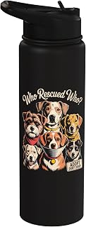 Who Rescued Who Rescue Dog Mom Adopt Don't Shop Dog Lover Stainless Steel Insulated Water Bottle