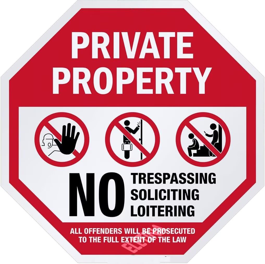 Eletina Kk68 Private Property No Trespassing No Soliciting Offenders Prosecuted Sign For Home Outdoor Yard 12 X 12 Inch Octagon Shaped Aluminum Signs,Weather/Fade Resistant, Easy To Install