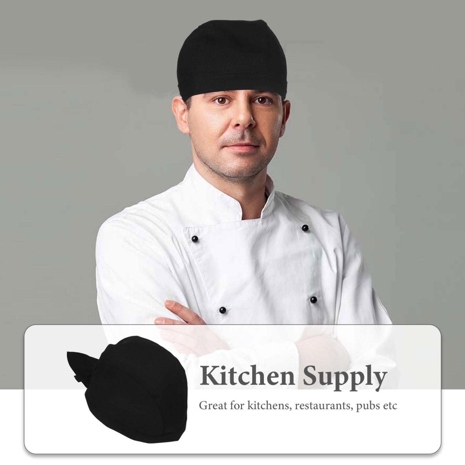 Homoyoyo 6 Gorros de Chef Negros Resistentes al Desgaste y Ajustados al Cuero Cabelludo de Algodón para Cocina y Restaurante Pack de 6 Unidades para Chefs Profesionales