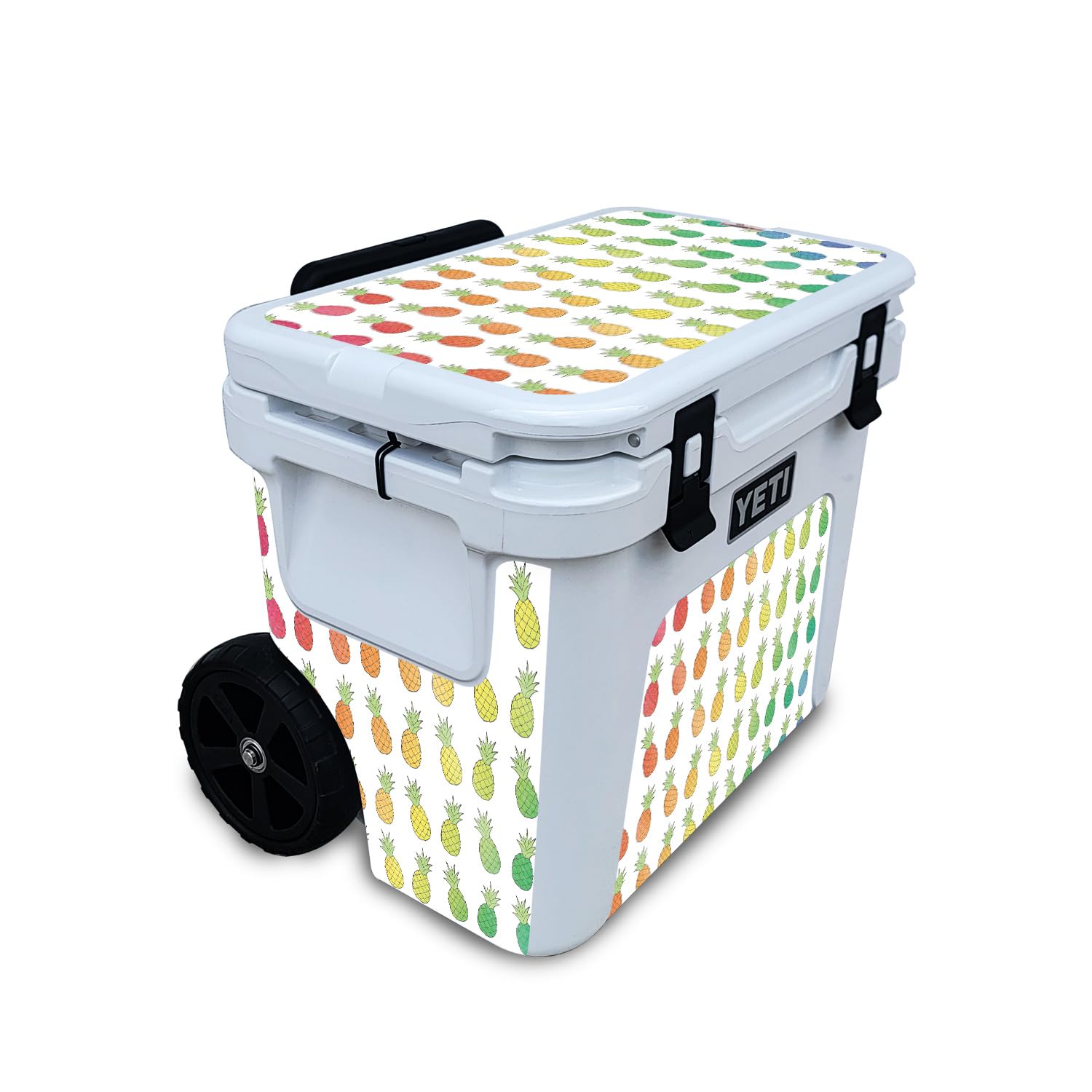 Glossy Glitter Skin Compatible with Yeti Roadie 32 Wheeled Cooler - Rainbow Pineapples - Premium 3M Vinyl Protective Wrap Decal Cover - Easy to Apply | Crafted in The USA by MightySkins