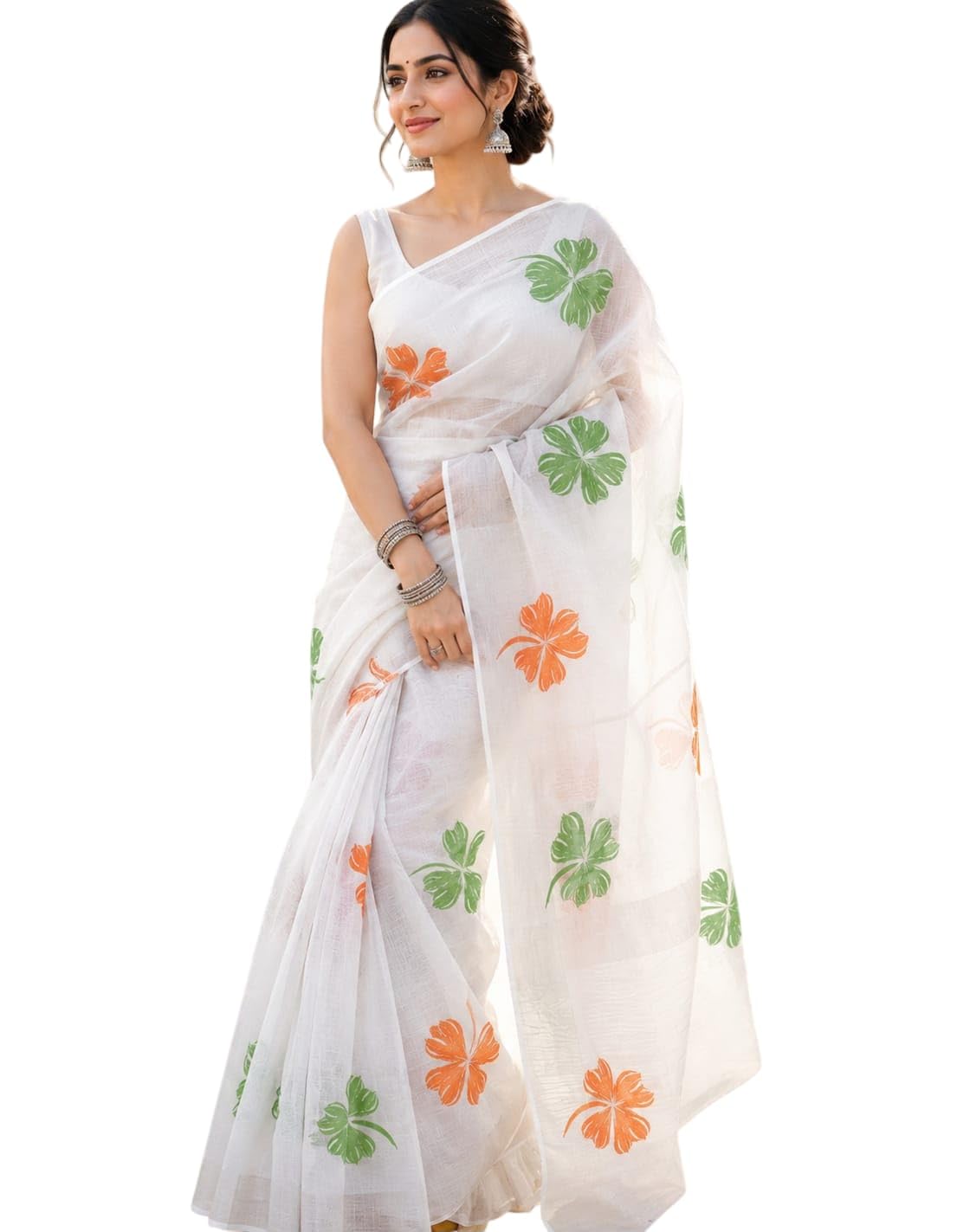 Women's independence Day republic Day Tirang Soft Silk Light Weight Tiranga Print Tricolour Saree With Unstich Blouses Piecs-picture-18