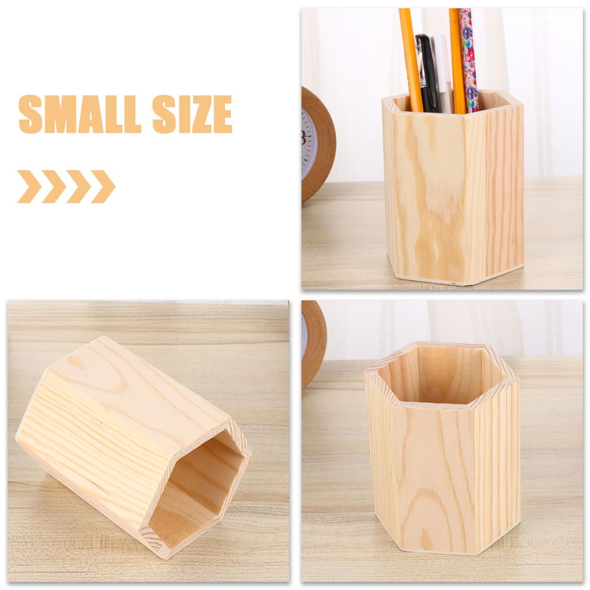 PRETYZOOM Set 4 Portapenne in Legno per Ufficio e Fai da Te, Contenitori Porta Penne Khaki per Organizzare Articoli di Cancelleria e Piccoli Oggetti