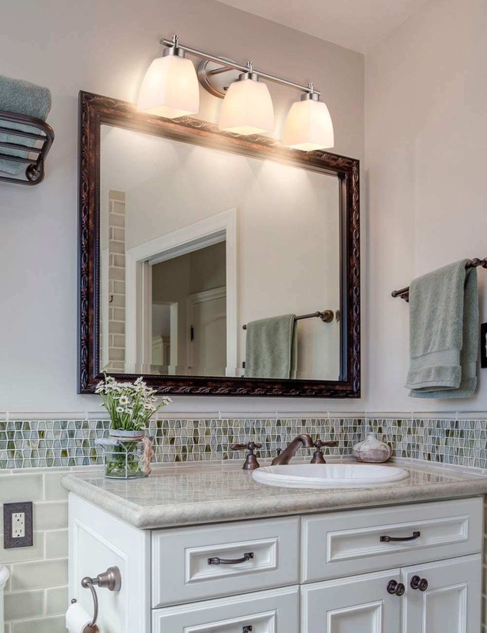 Gеt Dіѕсоunt оƒƒеr 3-Light Bathroom Vanity Light Fixtures Brushed Nickel ECOBRT Modern Wall Sconces Lamps Indoor Up or Down Bath Light Fixture 24.61 Inch Long, E26 Socket Bеѕt Rеvіеw 3-Light Bathroom Vanity Light Fixtures Brushed Nickel ECOBRT Modern Wall Sconces Lamps Indoor Up or Down Bath Light Fixture 24.61 Inch Long, E26 Socket