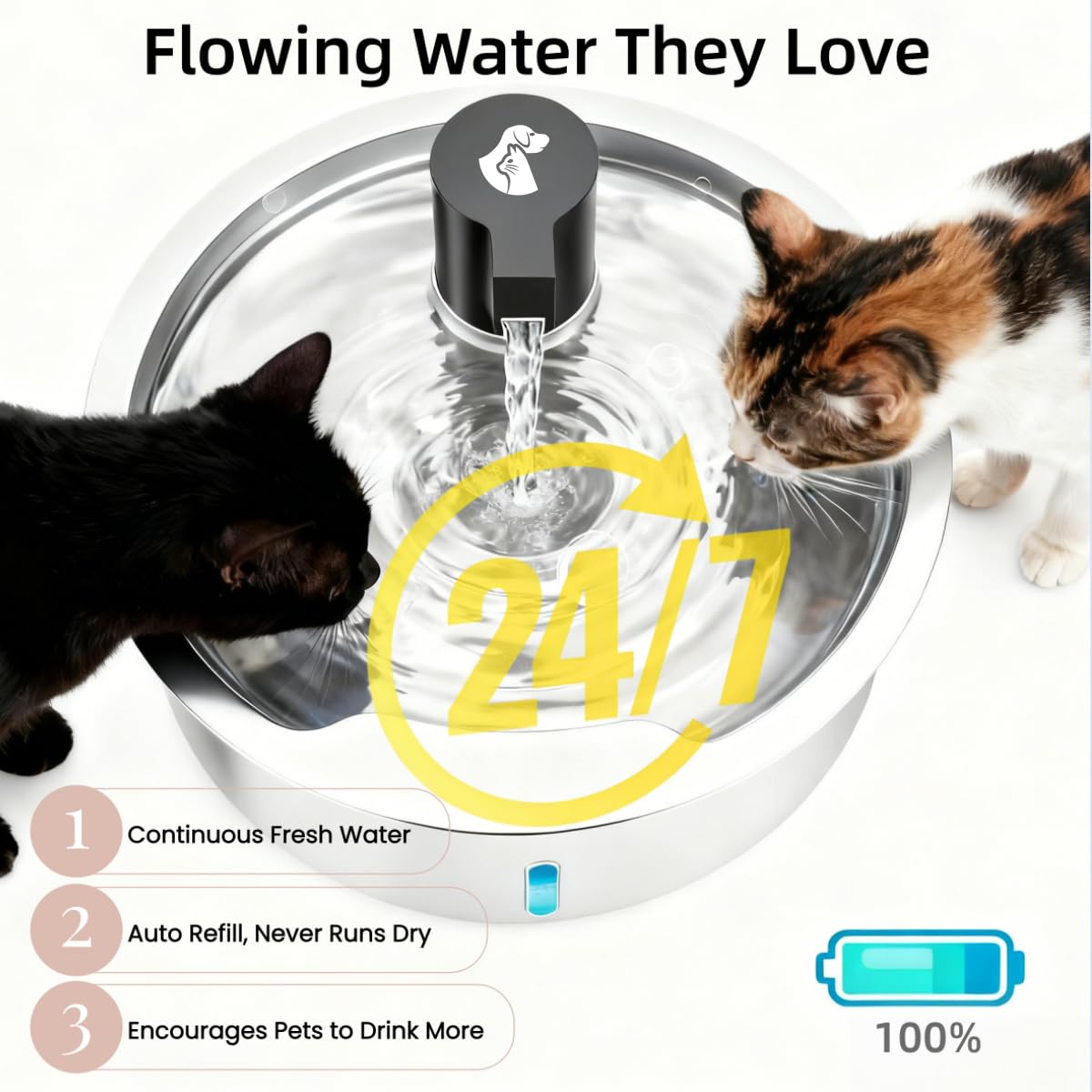 Fuente de agua para perros, fuente de agua de acero inoxidable de 8 litros para perros grandes, dispensador de cuenco de agua para perros, bomba súper silenciosa y filtros de repuesto para gatos y