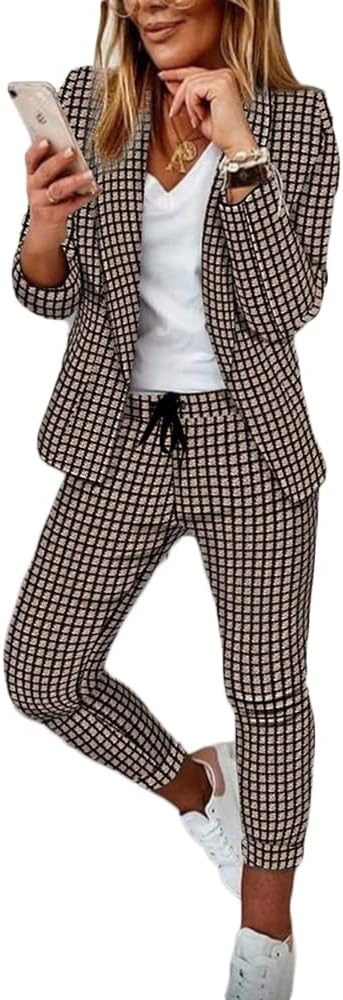 Godoboo Damen Business Anzug Set - Slimfit Blazer Und Hose Zweiteiler