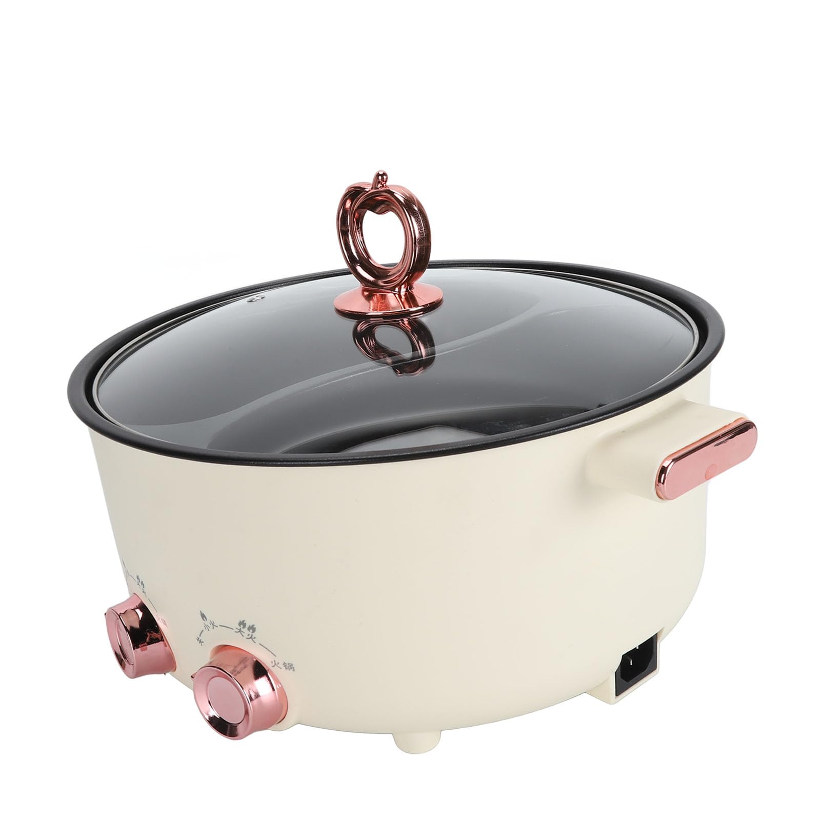 Luocute Hotpot Eléctrico con Divisor 7l Gran Capacidad Doble Sabor Doble Hot Hot Dual -Side 2 Temp Temp Sabtings por Lado para Cocinar Freing Beige