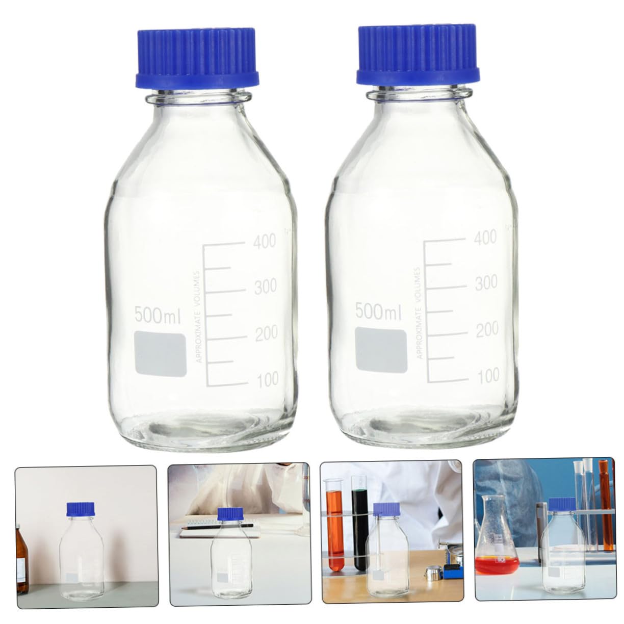 2pièces Flacon De Réactif Chimique Graduation Lot De Flacons De Laboratoire Pour Prélèvement Et Observation Des Échantillons