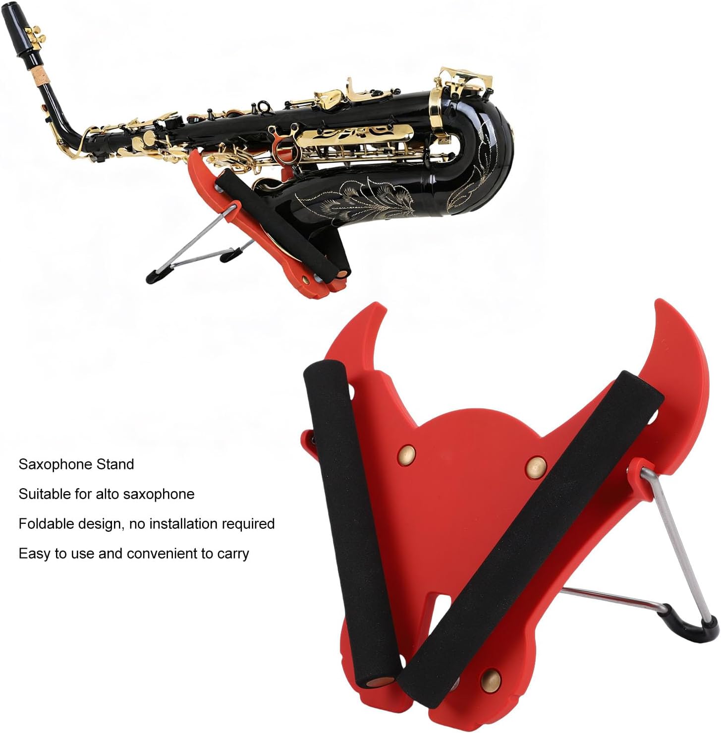 Yctze Saxophone Stand, Foldable Alto Sax Holder ABS Stainless Steel with Storage Bag, for Studio Exhibition