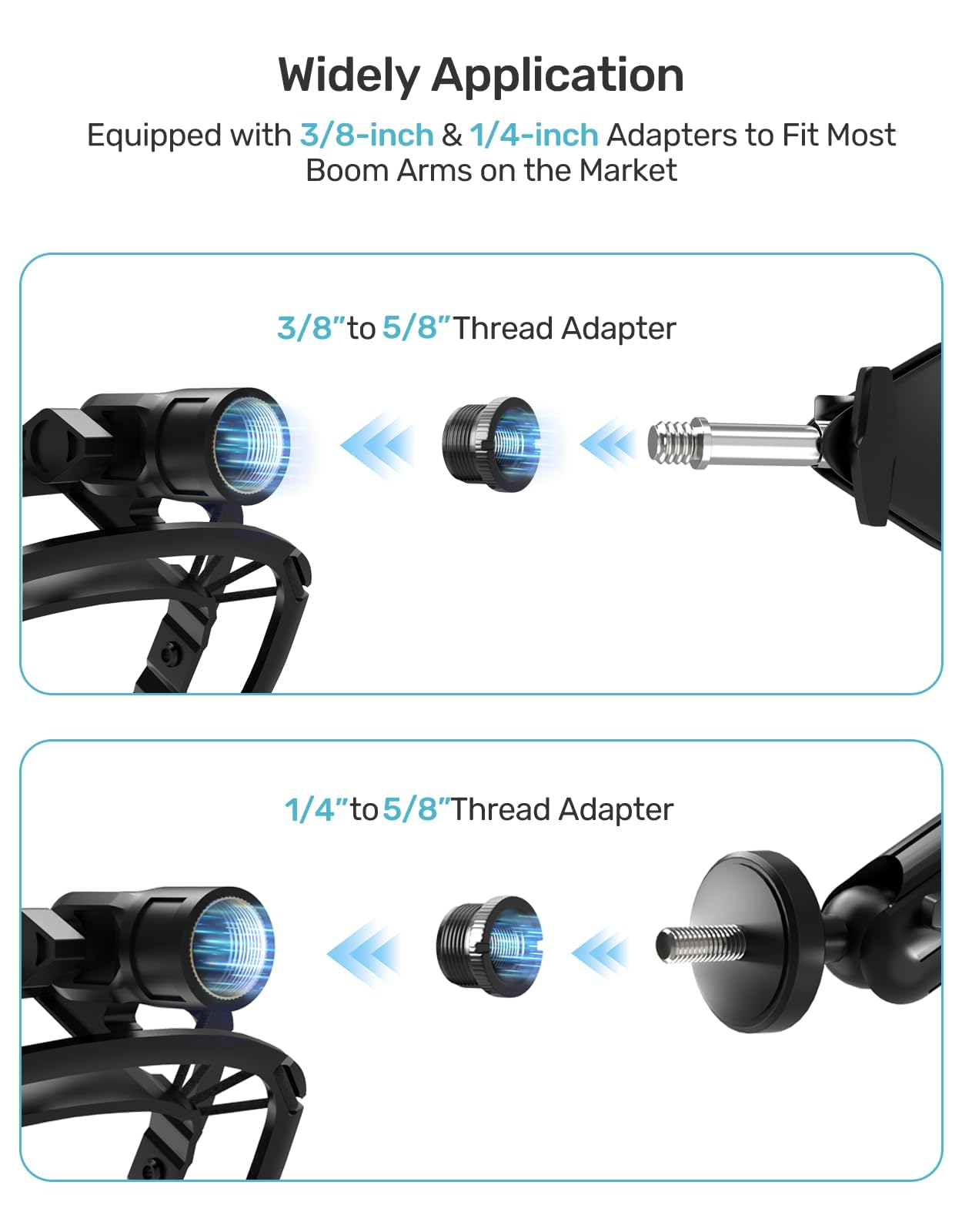 Geekria for Creators Braccio per microfono compatibile con TONOR TC-777, TC20, TC30, Q9 Adattatore per montaggio su asta per microfono con flangia da tavolo, braccio a forbice per microfono
