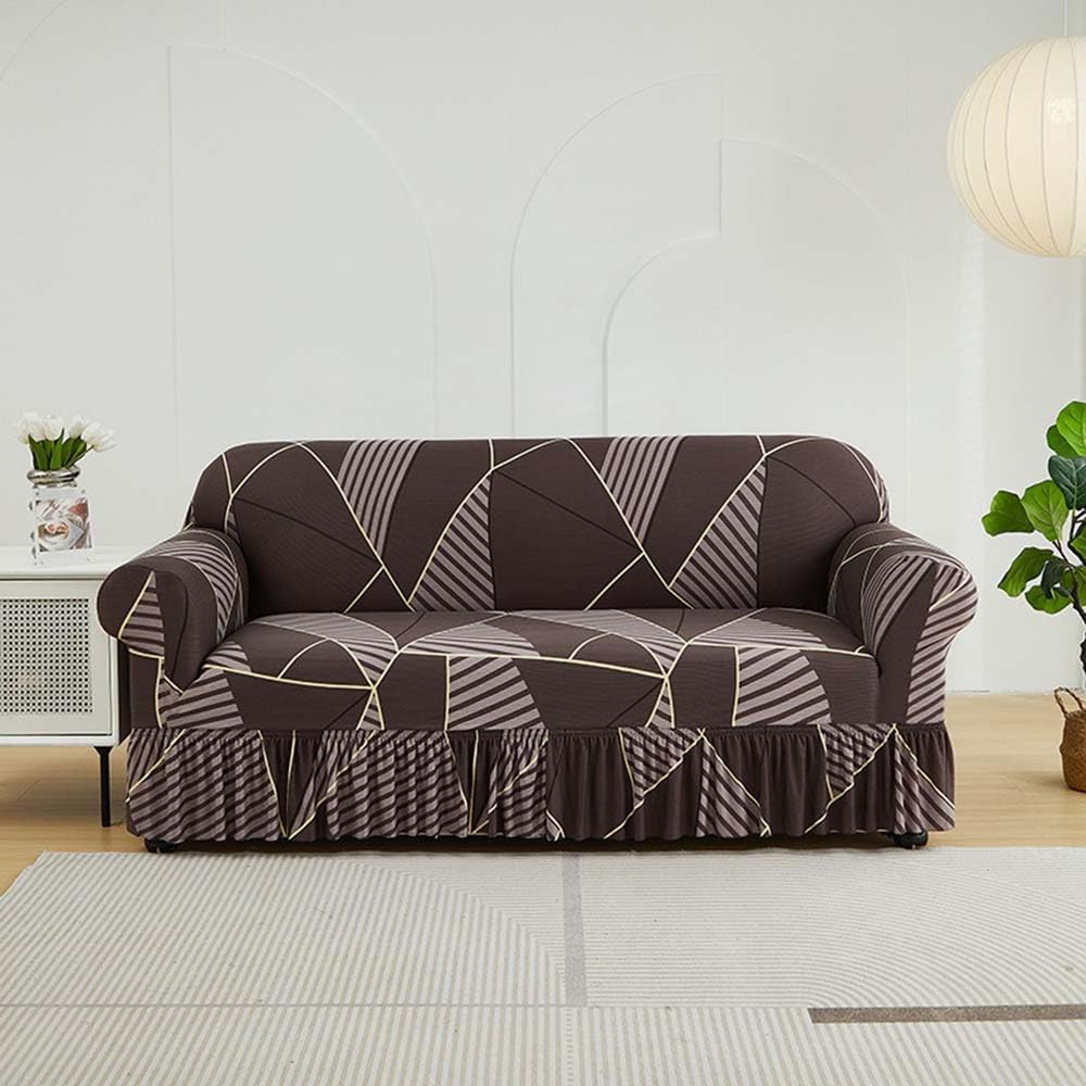 SDYdsgE sofa cover， Stretchy Sofa Slipcover with Non Slip Spandex Fabric for 1 4 Seater Couch Stylish Skirt Design(D,2 Seater/57 72in)