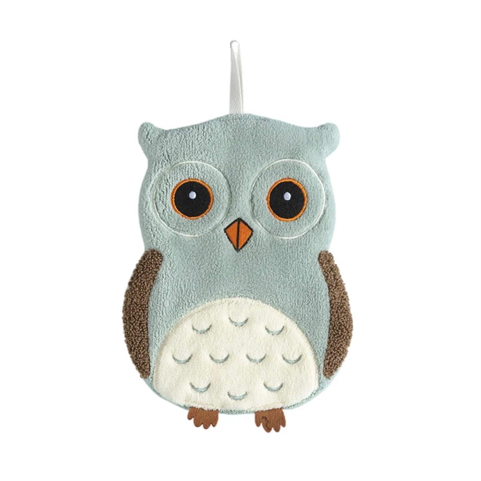 WSQHAO 3Pcs Owl Wall-Mounted Hand Towel, Absorbent Hanging Kitchen Bath With Loop for Hand(Color2)