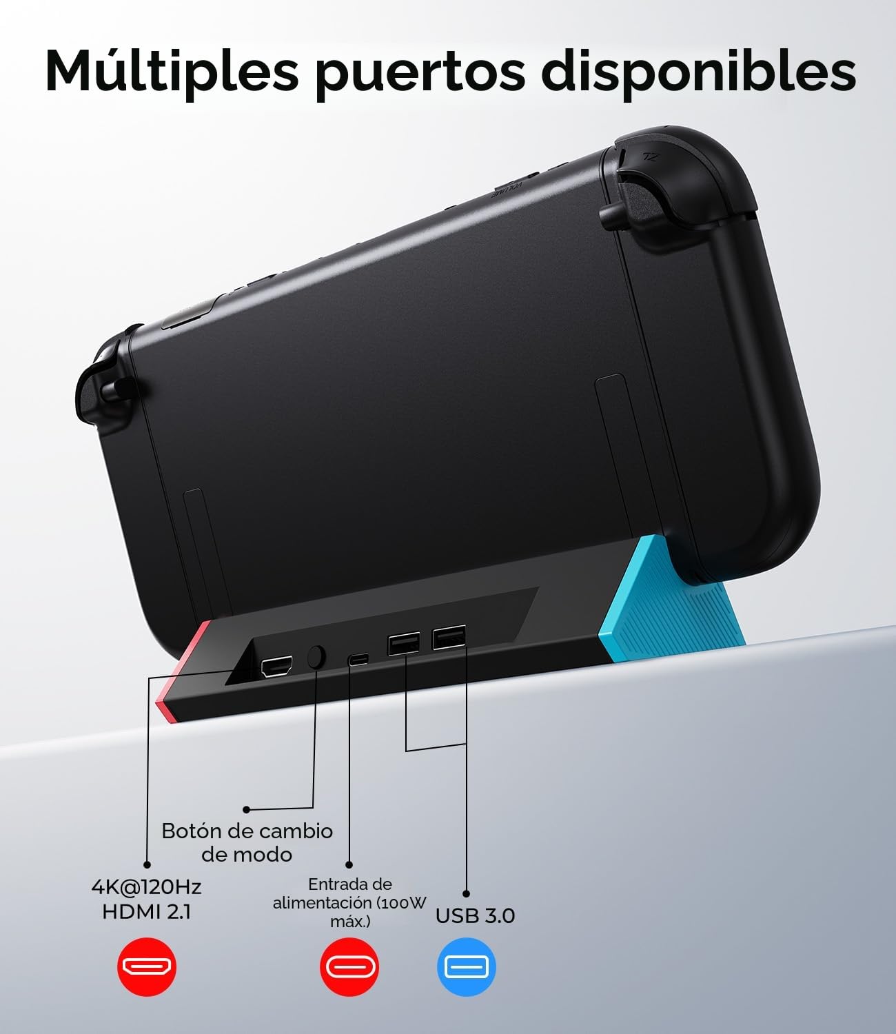 SiWiQU Switch 2 TV Dock, Portatile Base Support Compatibile con Nintendo Switch 2, NS 2 Cargador con 4K@120Hz Salida HDMI/100W Carga Entrada/USB Dock Oficial Repuesto[Sin Cargador ni Cables]