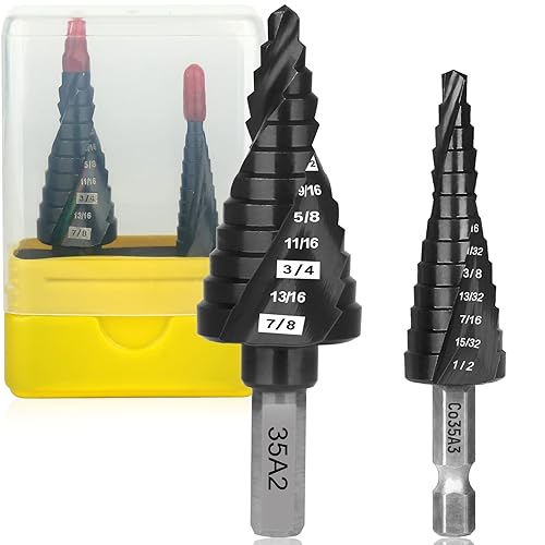 OXMUL Juego de brocas escalonadas M35, 18 a 78 pulgadas, 25 pasos, brocas de cobalto, resistentes para acero inoxidable, acero duro, aluminio,