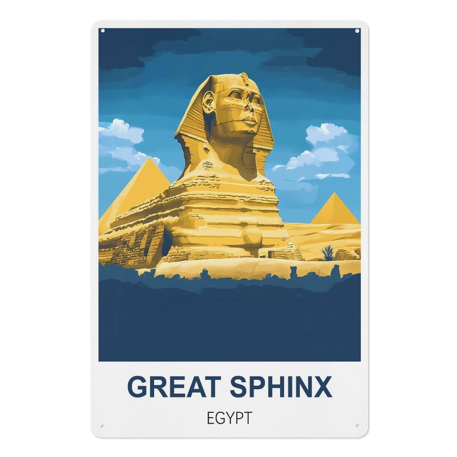 Great Sphinx Egypt Retro Design Tin Paintings Vintage Tin Sign 08x12inch(20x30cm) Wall Art for Home Office Bedroom Living Room Cafes Wall Decor