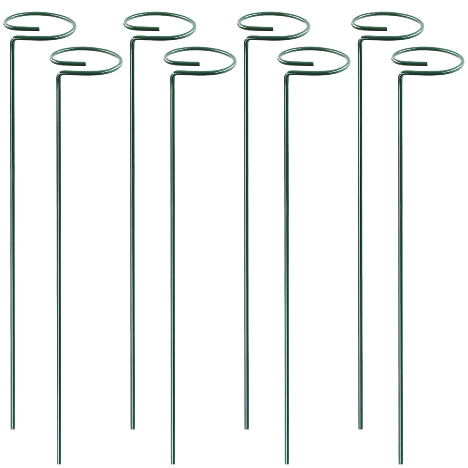 Générique Lot de 8 Tuteurs de Support pour Plantes, poteaux métalliques réglables pour Plantes d'intérieur et d'extérieur, Support Floral Vert Demi-Rond pour orchidées, Roses et Plantes grimpantes