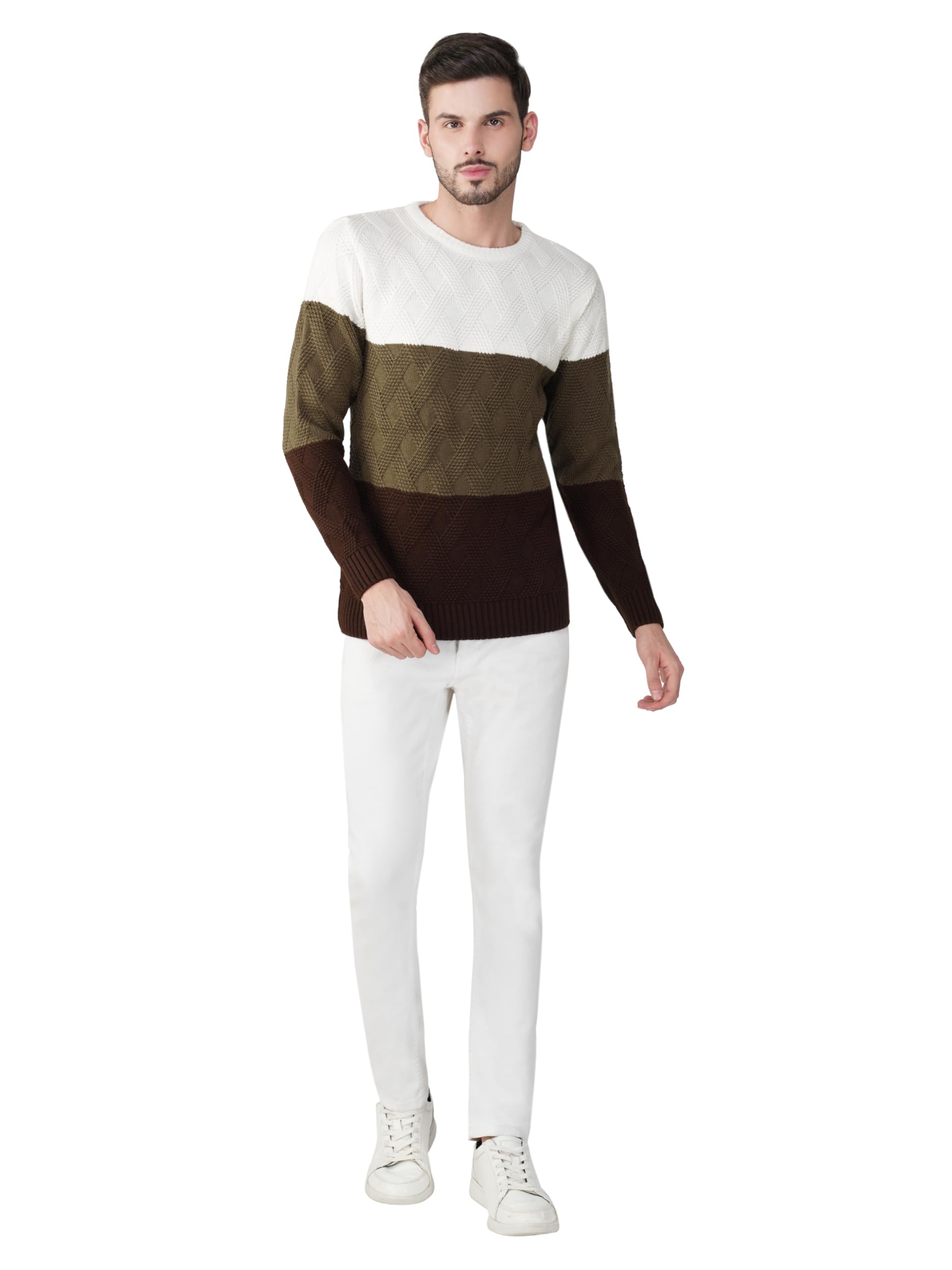 joe hazel Men Multi Color Colourblocked Round Neck Pullover-picture-47