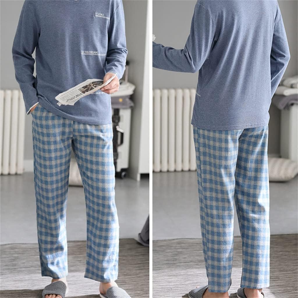 Pajamas Spring Autumn Cotton Long Sleeve Men's Homewear Winter Youth Plus Size Suit