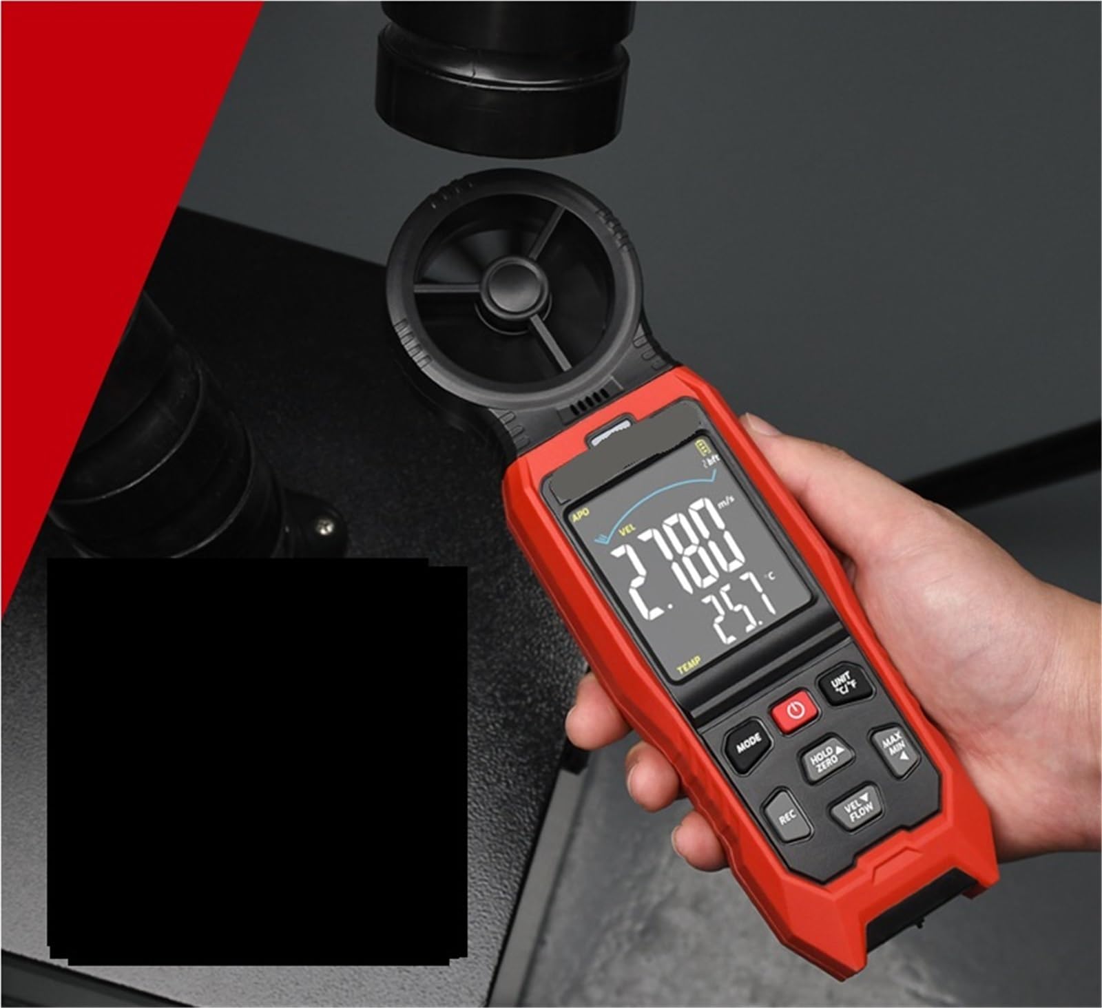 Anemómetro digital, Anemómetro digital de mano, medidor flujo aire velocidad del viento para uso en laboratorio industrial HVAC(TA642B)