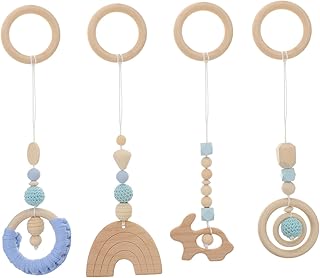 Abaodam 4 Peças Brinquedos De Rack De Ginástica Para Bebês Brinquedos De Madeira Para Carrinho De Bebê Brinquedos Pendurados Para Bebês Brinquedos De Ginástica Para Bebês Brinquedos De
