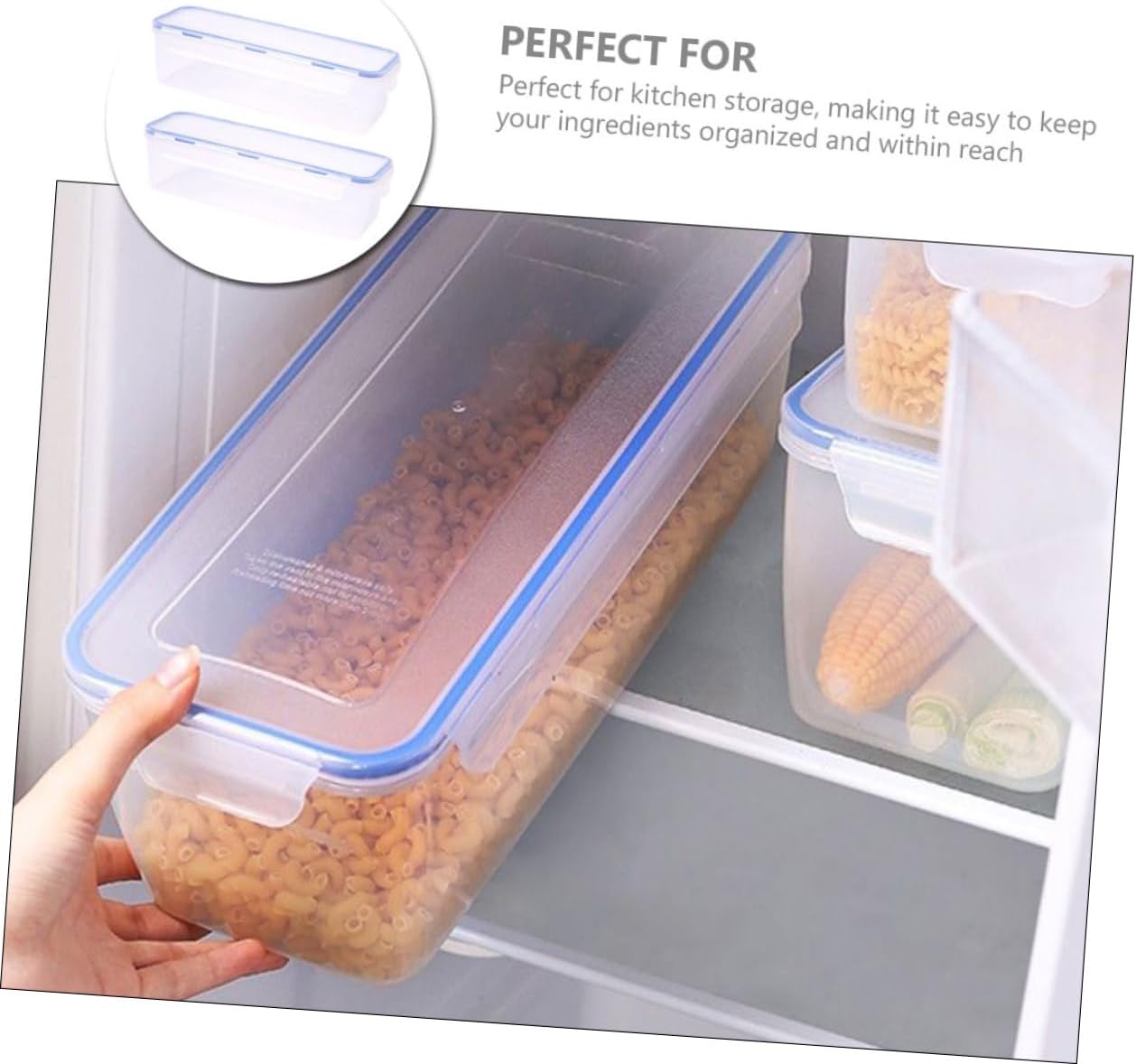 2pcs Airtight Spaghetti Storage Box with Sealing Lids Capacity Rectangular Food Preservation Container for Pasta and Noodle Organization in Kitchen and Refrigerator