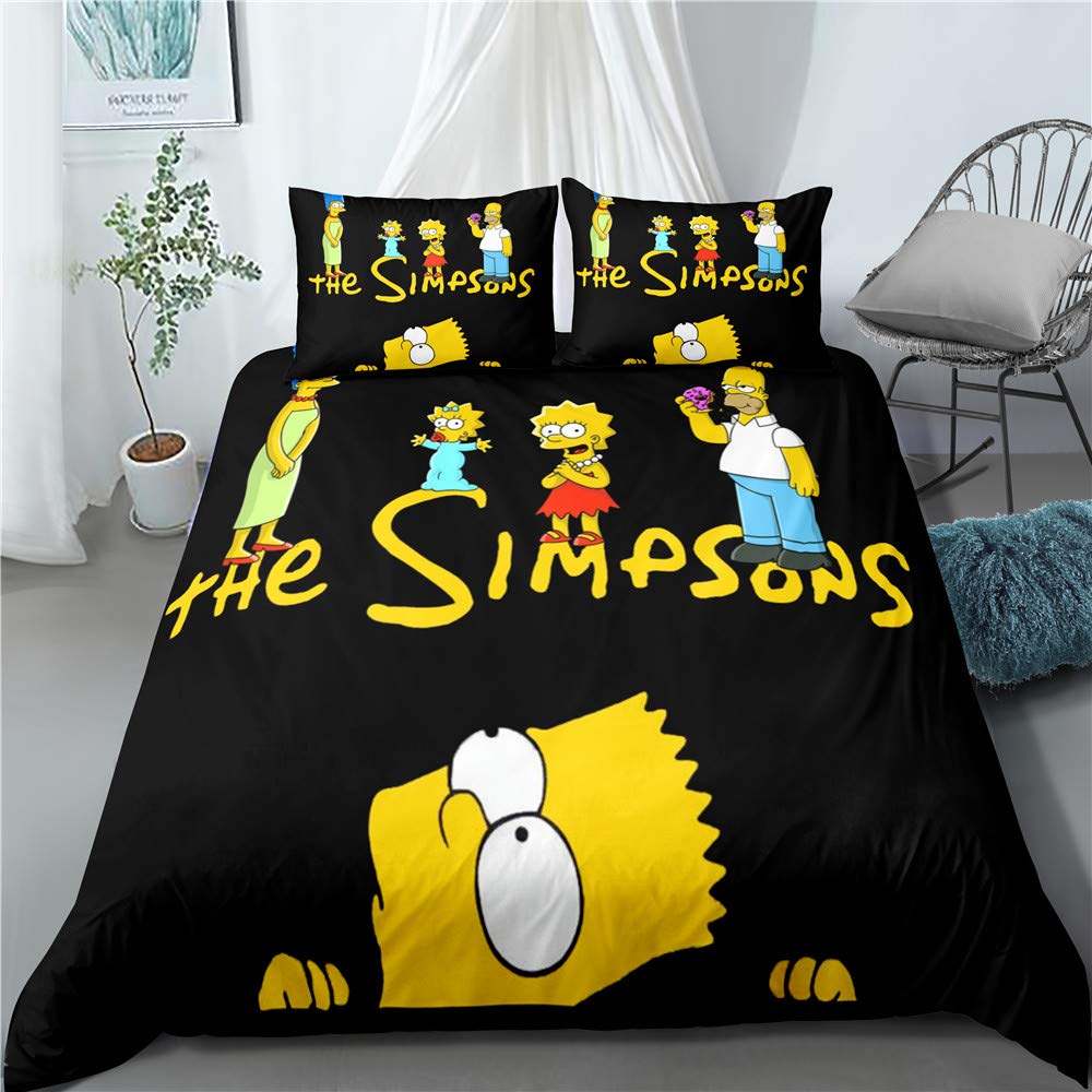 Meete Men's White Bedding Set For Adult Kids, Boys The Simpsons Duvet Cover Set, Bedding Set With Pillowcase (Style 06,Single(135X200cm))