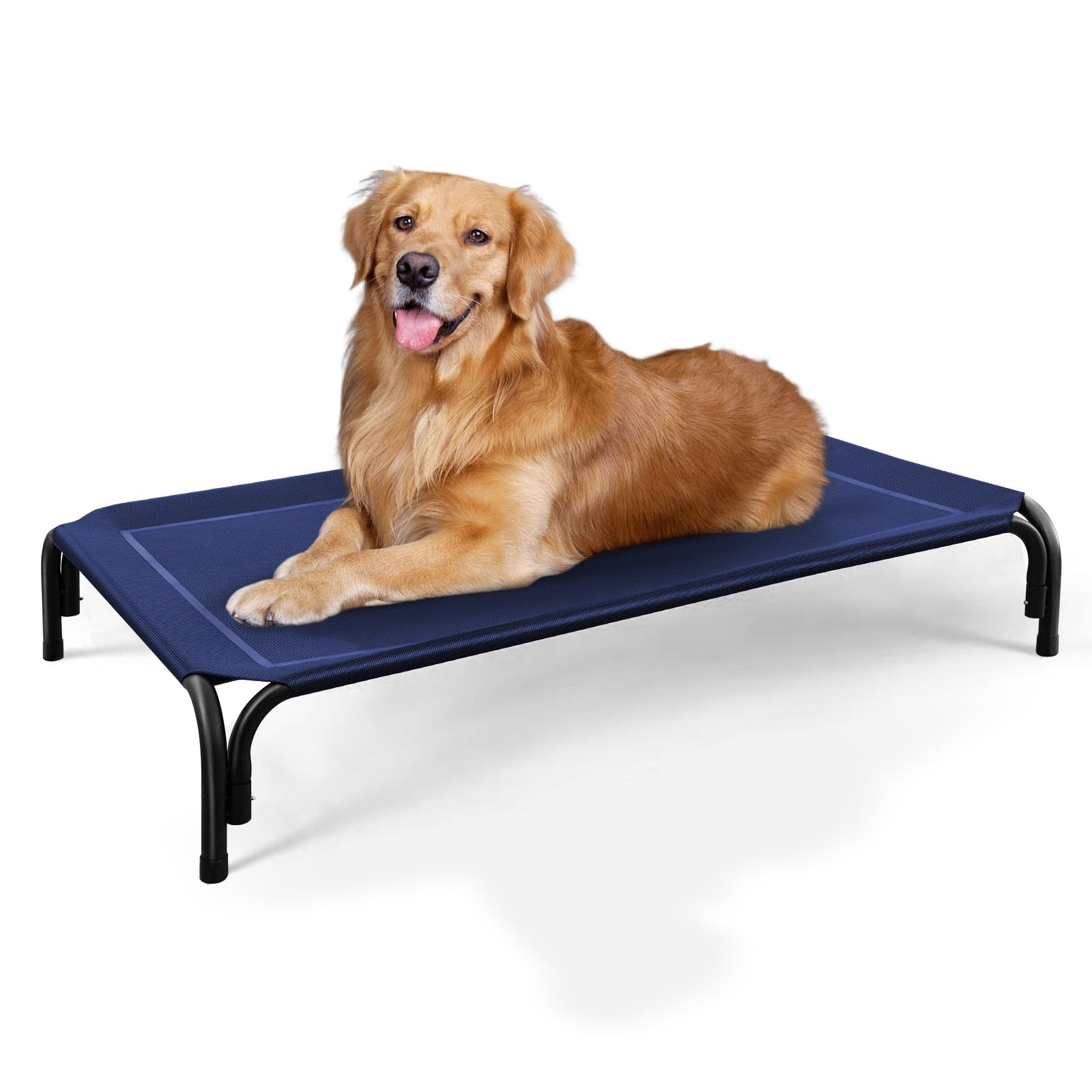 DOPEDIO Raised Dog Bed Blue XL Size Cooling Breathable Elevated Pet Bed Outdoor for Travel and Garden