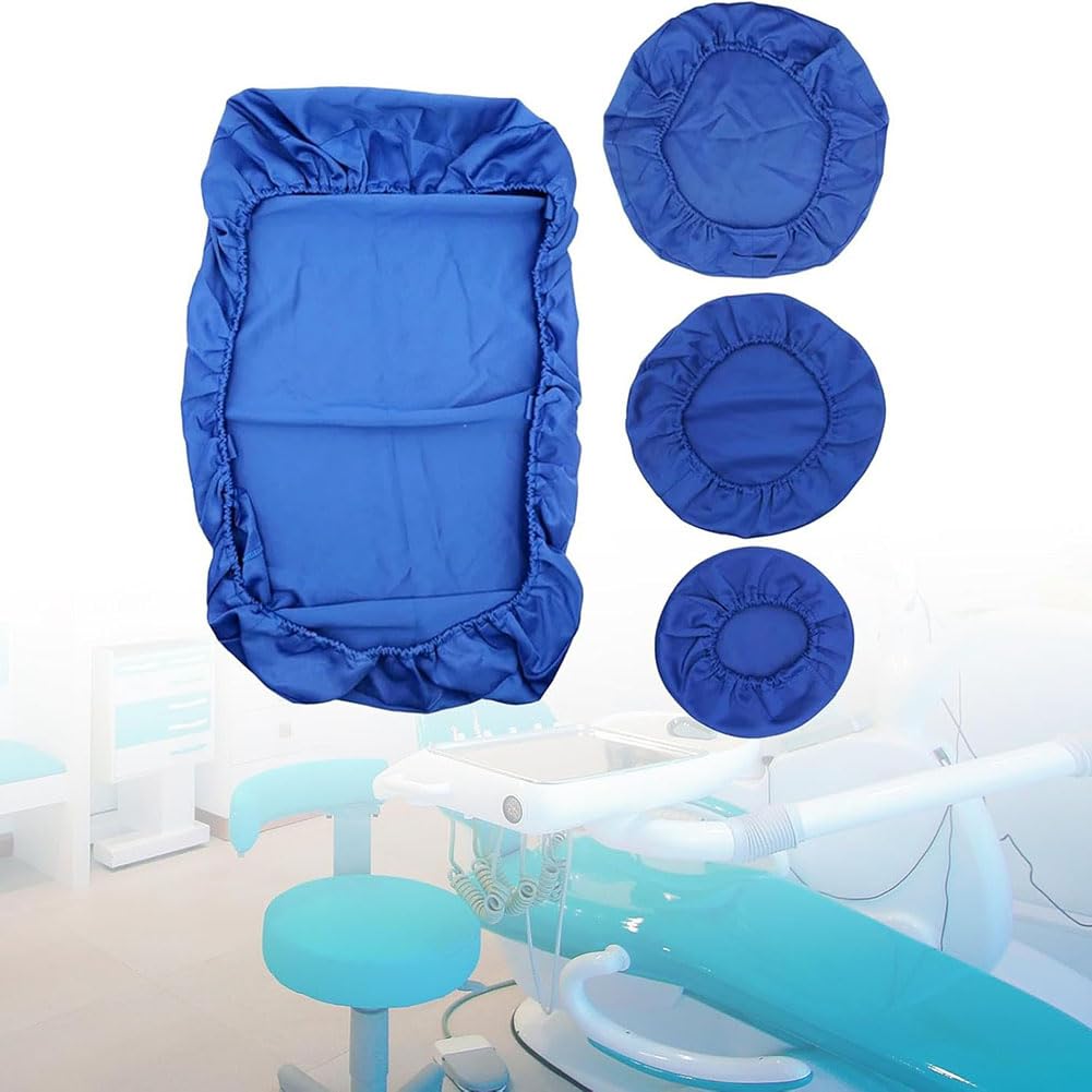 Fundas elásticas Impermeables para Silla Dental, 4 Piezas, con Respaldo y Accesorios universales, para Cama de Masaje, reposacabezas y Asiento (Azul Oscuro)