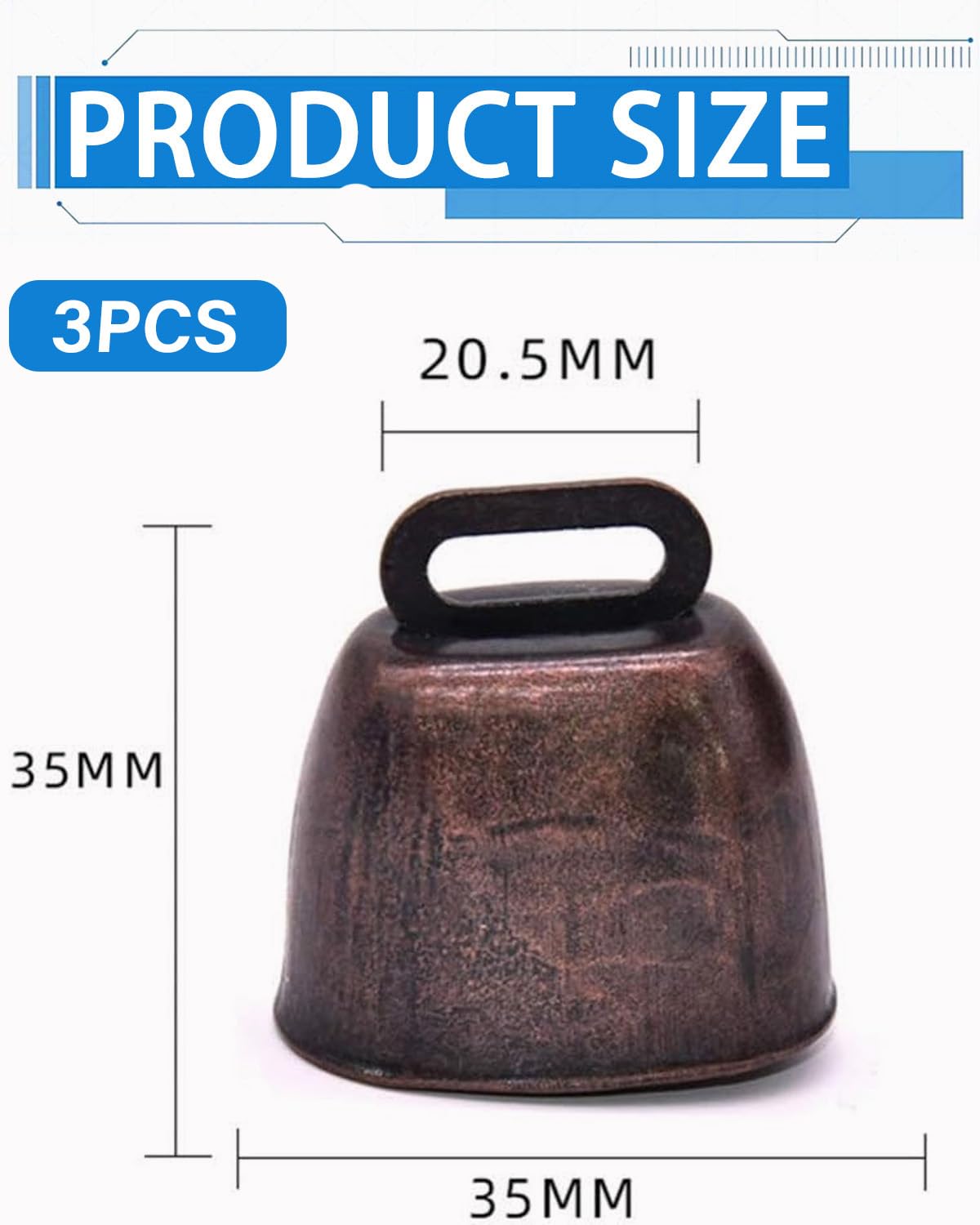 Campana in Metallo Antico, per Mucca, Cavallo, Pecora, Rame, Bronzo Rosso