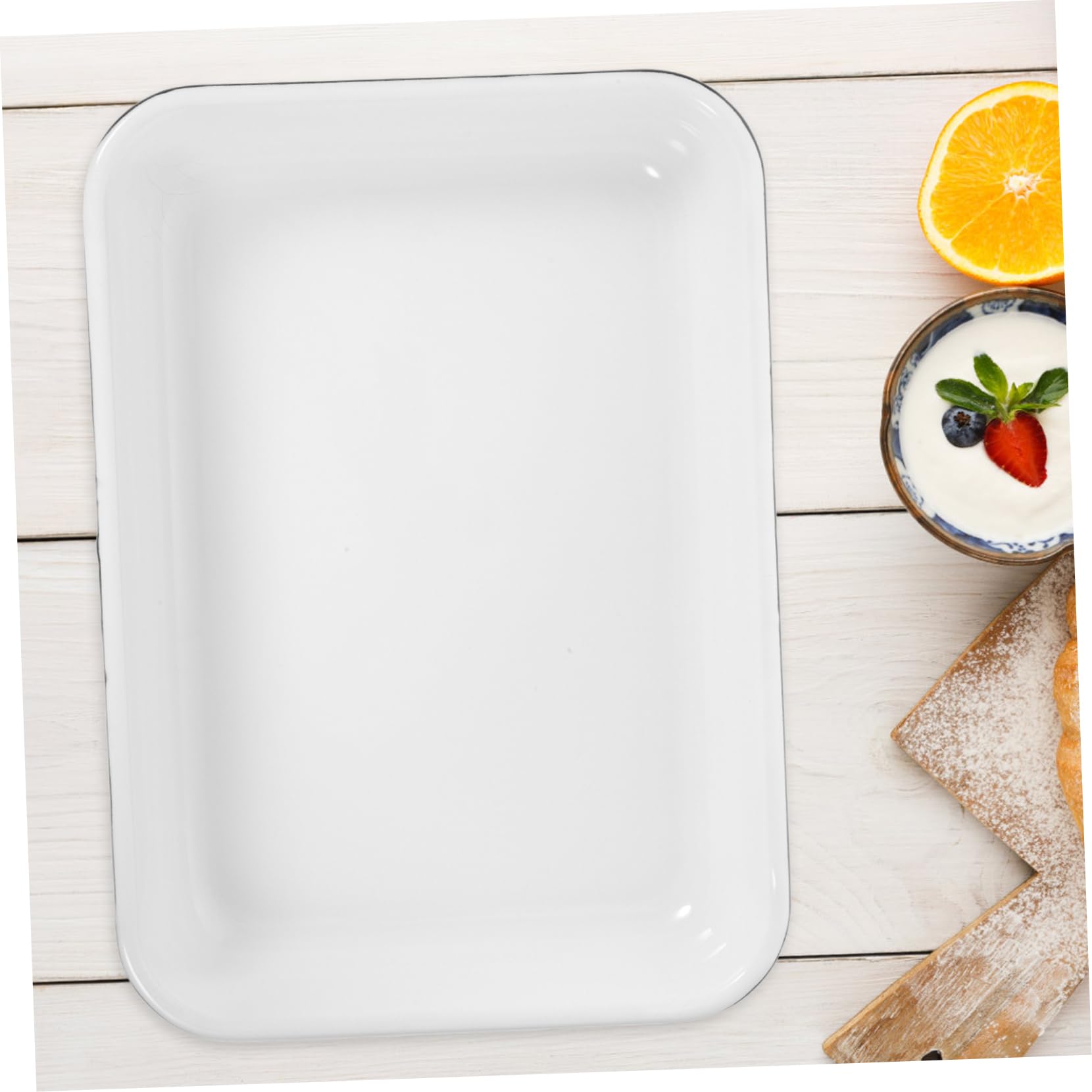 Luxshiny Teglia Smaltata Per Alimenti Teglia Da Forno Antiaderente Vassoio Portaoggetti Multifunzionale Resistente Al Calore Usura Per Cucina e Ristorante