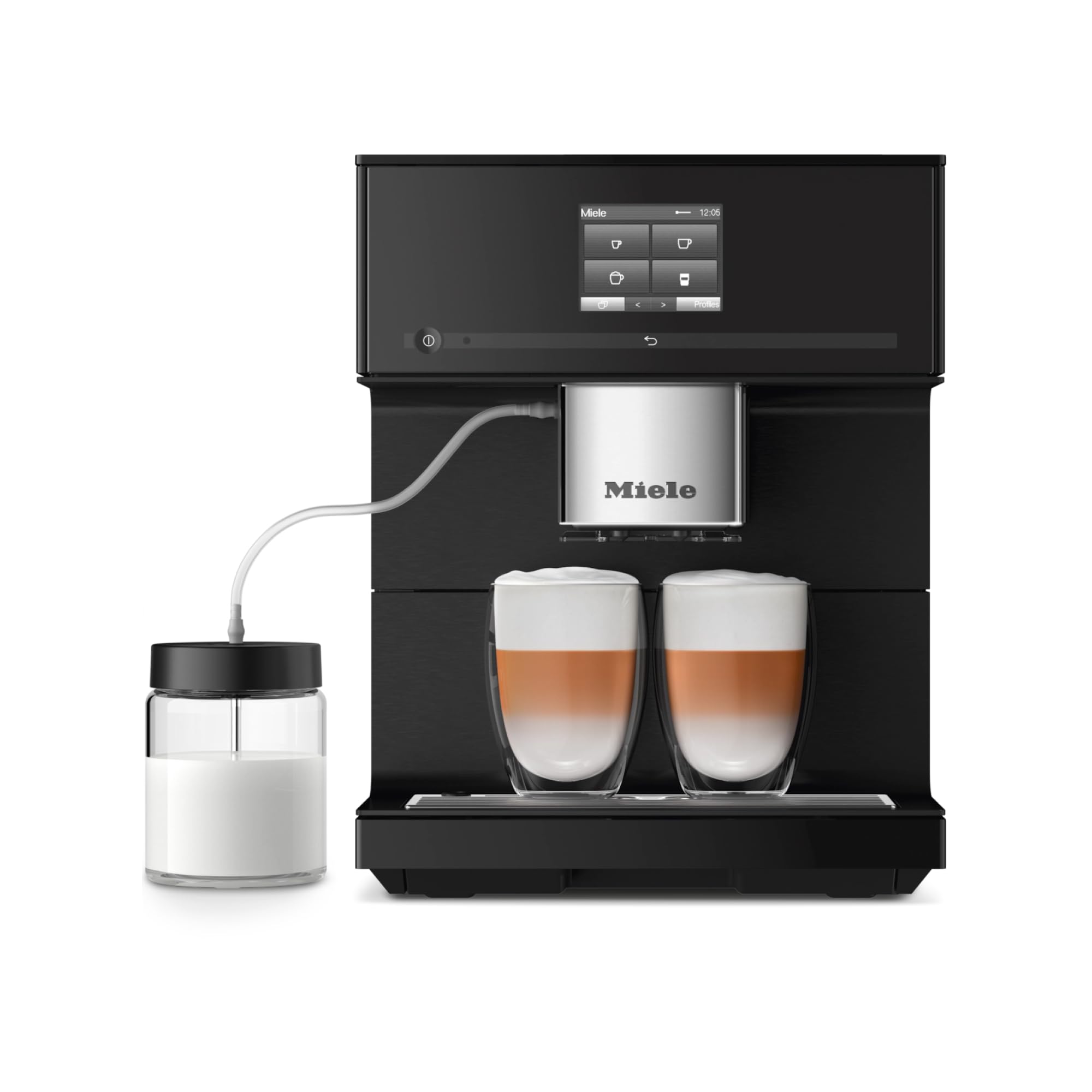 Miele CM 7750 CoffeeSelect Automatic Coffee Machine - OneTouch for Two, AromaticSystem, 10 individual profiles, DoubleShot, CupSensor, WiFi-compatible, automatic descaling, in Obsidian Black
