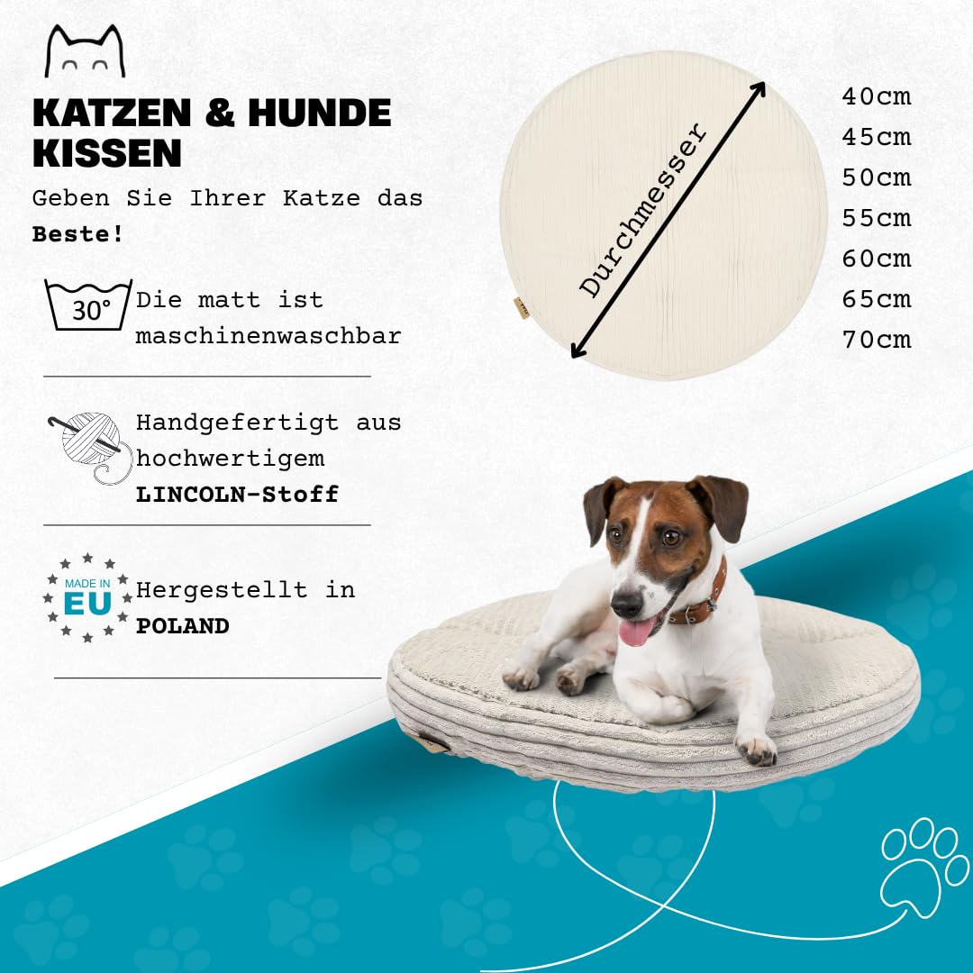 PRASKA Alfombrilla para perros o gatos grandes y pequeños, redonda, diámetro de 55 cm, cama para gatos, manta para gatos