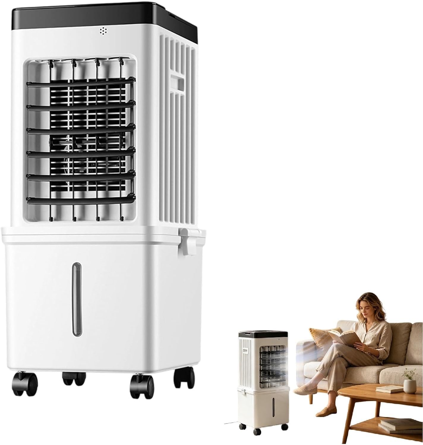 ZHENCHAO Hoseless Portable Air Conditioner, 15L Ventless 3-In-1 Energy Efficient Chiller With 3 Adjustable Speeds, Compact Lightweight Cooling Device For Home And Office