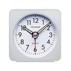 Peakeep Ultra Small, Battery Travel Alarm Clock with Snooze and Light, Silent with No Ticking item