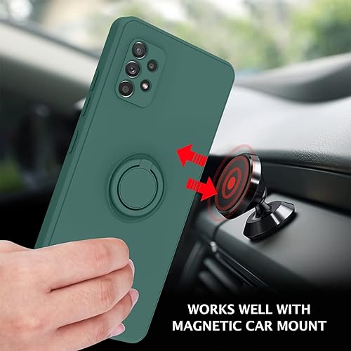 Miniatura 4 de KANGYA - Funda para Samsung Galaxy A52 5G, silicona líquida delgada, soporte con soporte para anillo de dedo, soporte para coche, protección contra