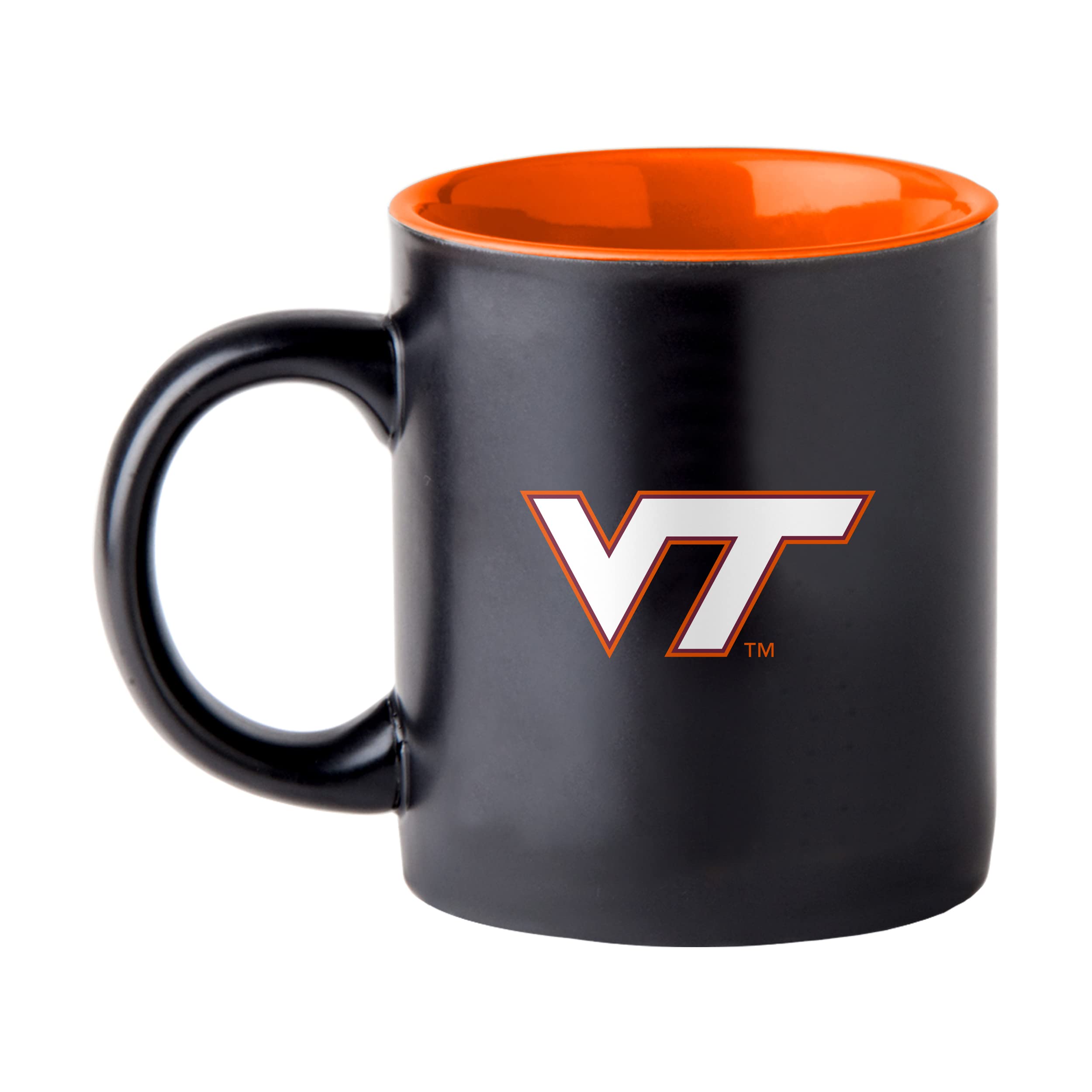 Boelter Brands Taza de café negra mate de dos tonos, logotipo del equipo NCAA con color interior del equipo (Virginia Tech Hokies)