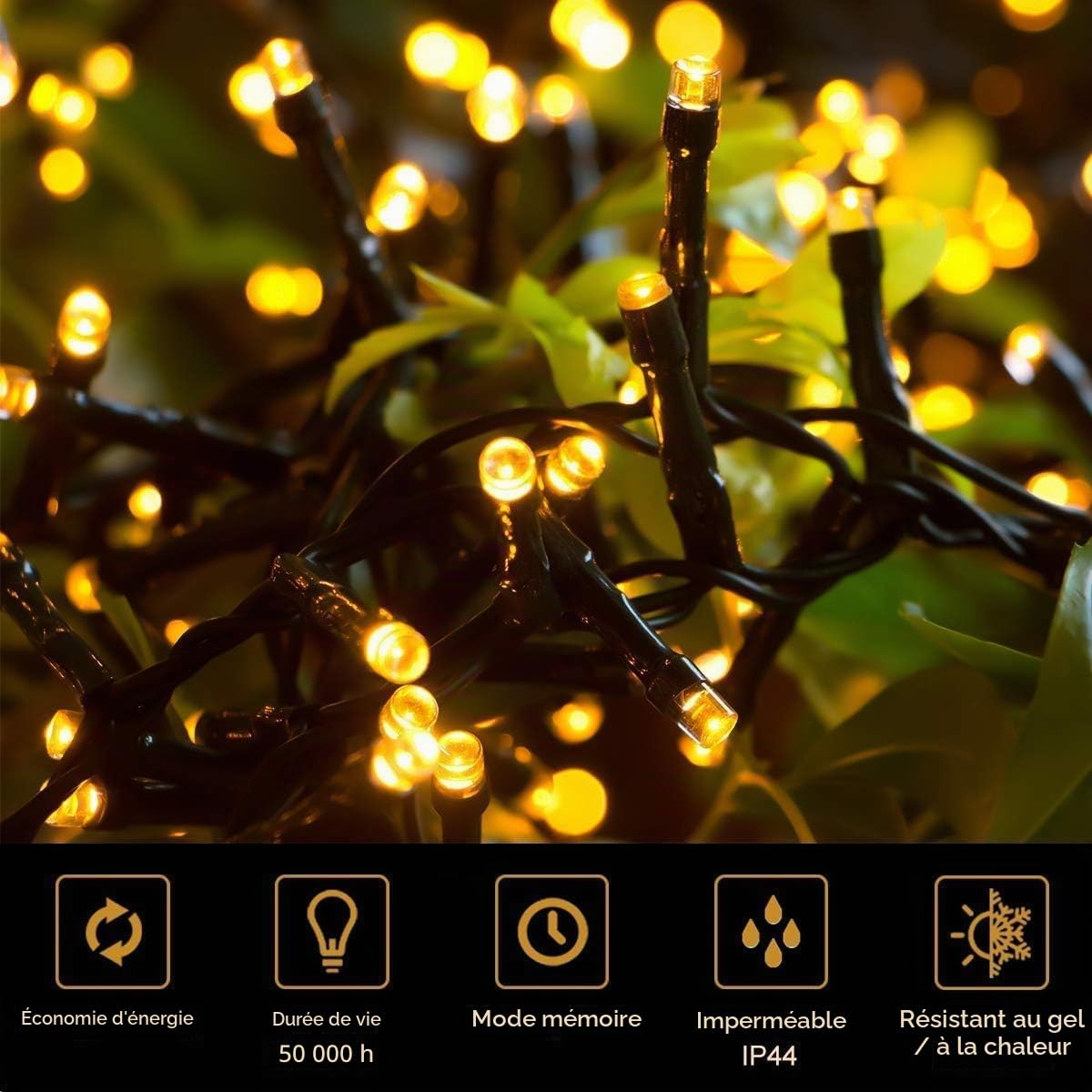 Quntis 1000 LED Guirlande Lumineuse 25M Eclairage 8 Mode, Décoration d'ambiance Extérieur Intérieur pour Maison Mariage Noël Anniversaire, Chaîne Lampe Lumière Blanc Chaud