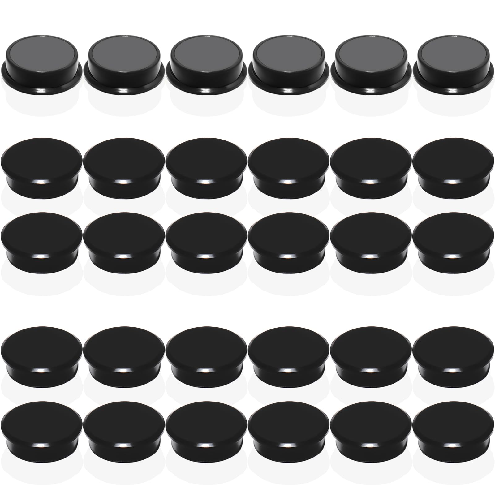 DUJEQM 30PCS Fridge Magnets - Heavy Duty Round Mini Magnets for Whiteboard, Kitchen, Office & School - Strong Magnet Small Cute Decorative Magnets for Crafts Presentation Supplies Notice Board, Black