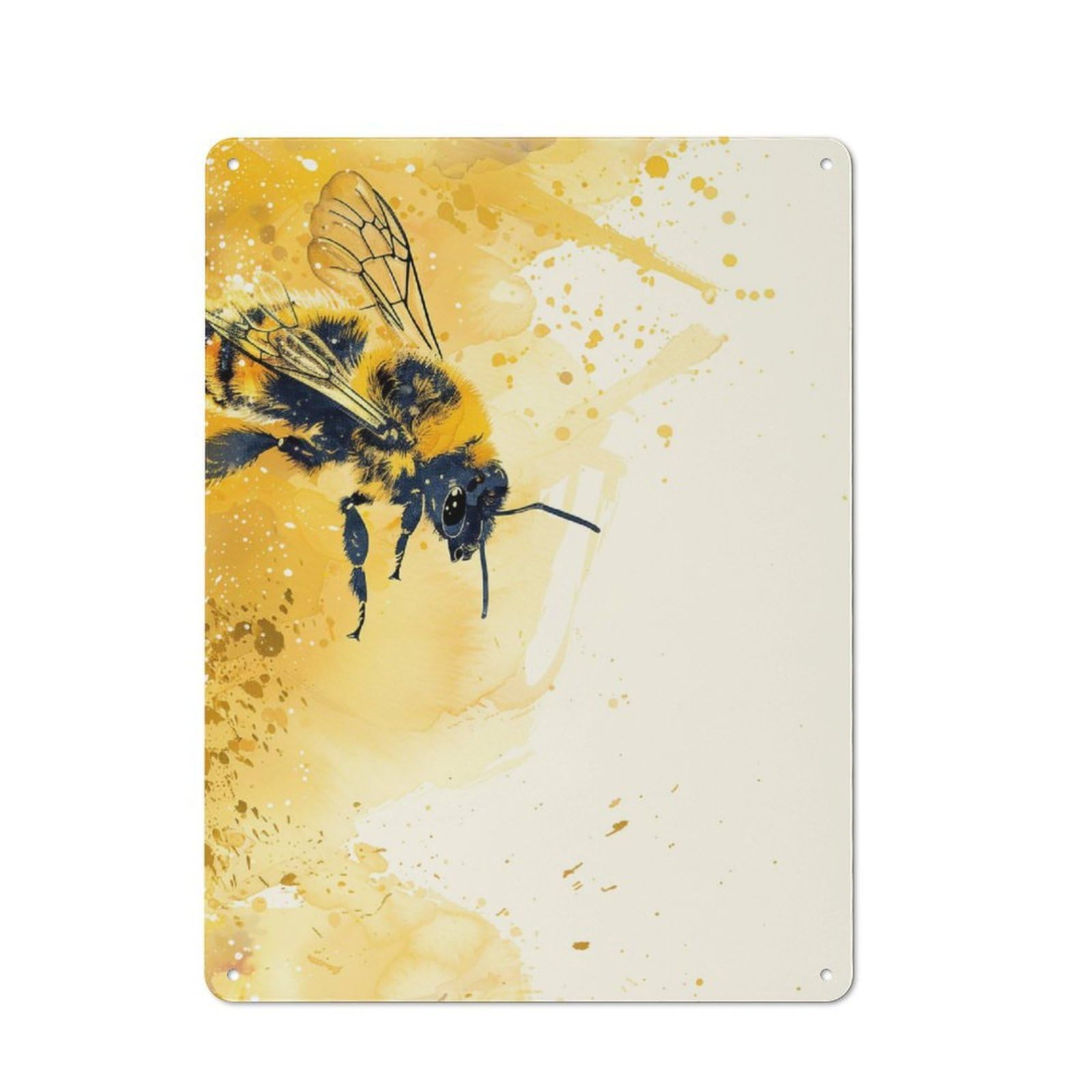 Junmoney Bee Watercolor Art Tin Wall Plaque 40X30cm With For Hobby Room Or Studio, For Home Interiors, Feature Walls And Decorative Displays