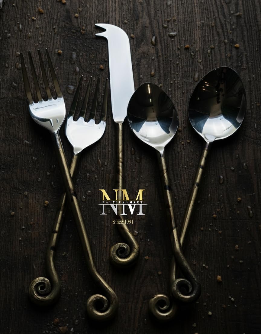 Treble Clef Flatware Set Stainless Steel Utensils Dinner Spoon, Dinner Fork, Knife, Salad Fork, Tea Spoons Cutlery Dishwasher Safe Table Setting for Cafes Restaurants or During Gatherings