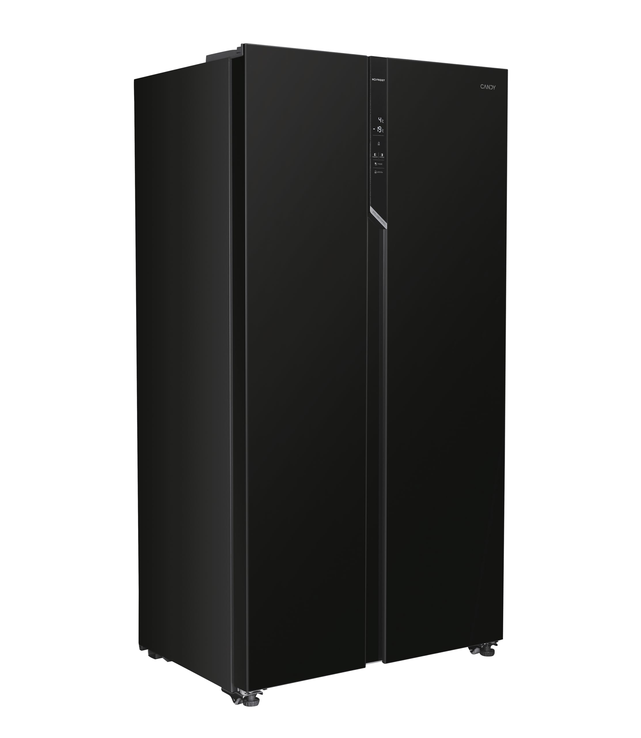 CANDY Frigorifero Side by Side No Frost 521L, Classe E, Display Touch, Super Freezing, Ripiani in Vetro, 177x91x67 cm (AxLxP) Nero - CHSBSO-6174B