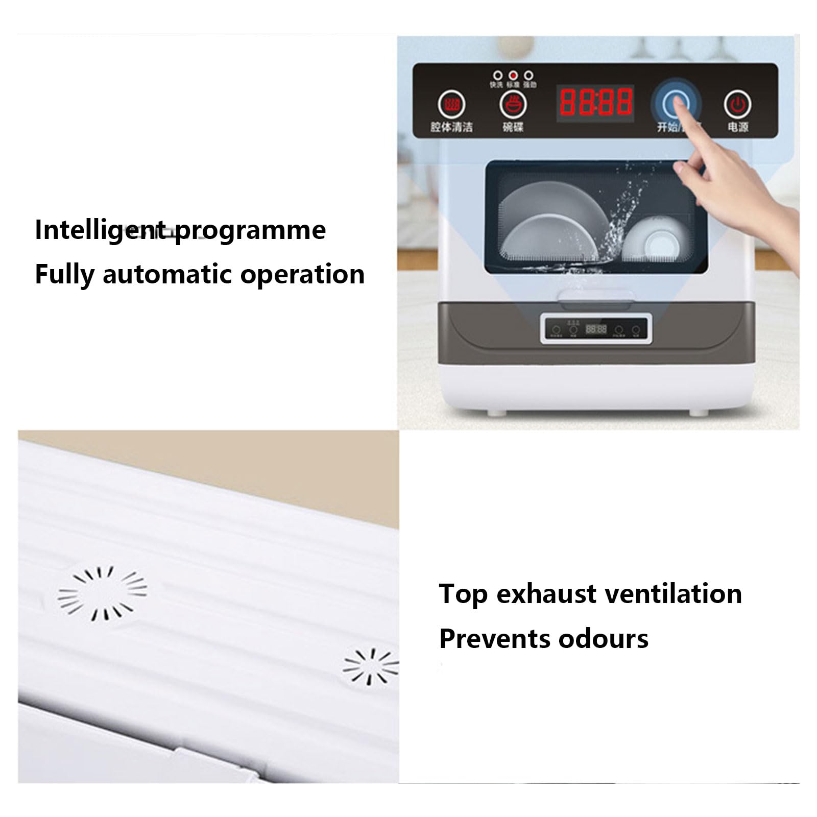 Zmywarka nablatowa 800 W, Zmywarka elektryczna 36 l, 4 programy zmywania Dokładne czyszczenie z suszeniem na powietrzu, Zmywarka automatyczna 800 W, Kompaktowa zmywarka nablatowa