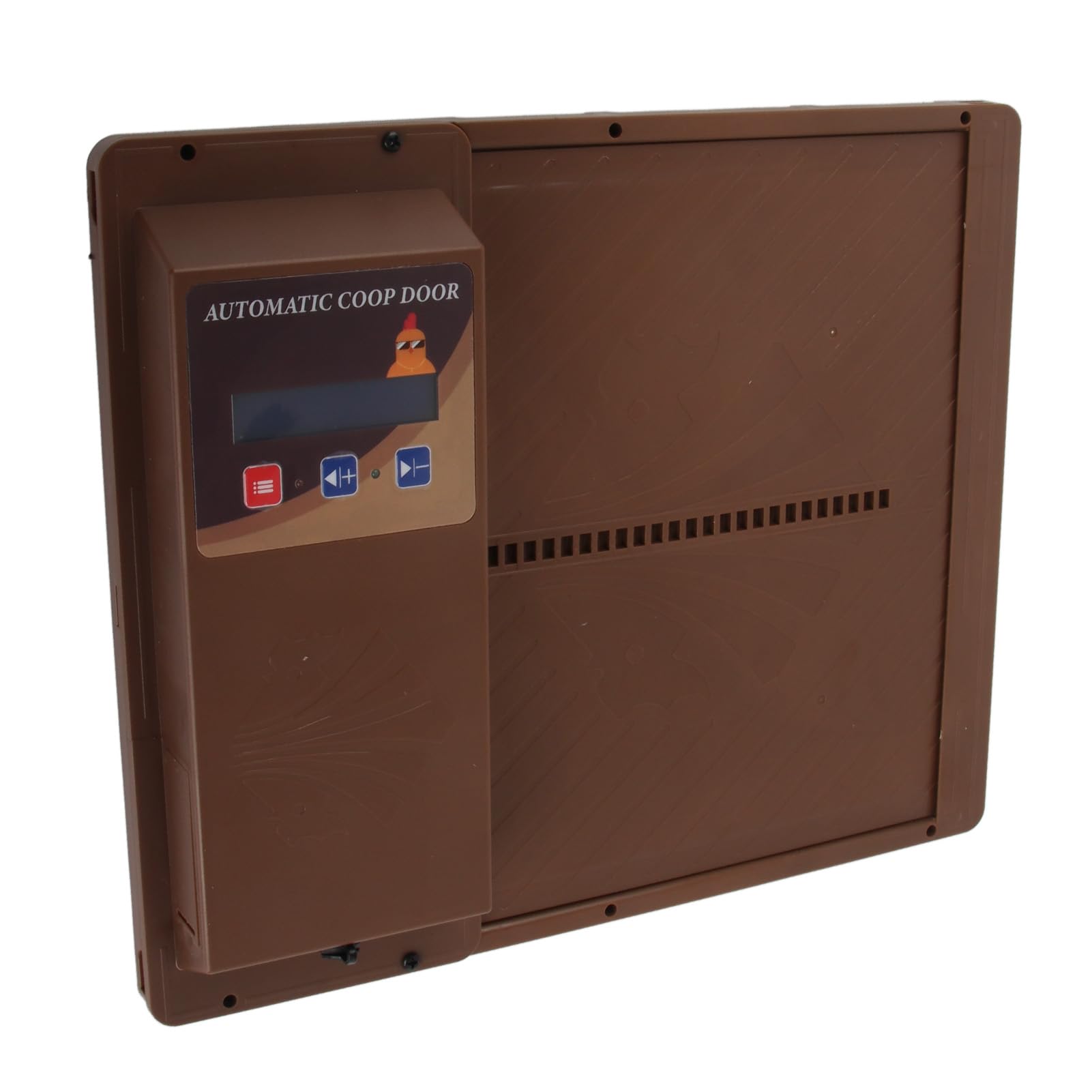 Porta automatica per pollaio USB con apertura orizzontale Apriporta automatica per pollaio Ampio schermo LCD programmabile con timer con avviso di batteria scarica (Brown)