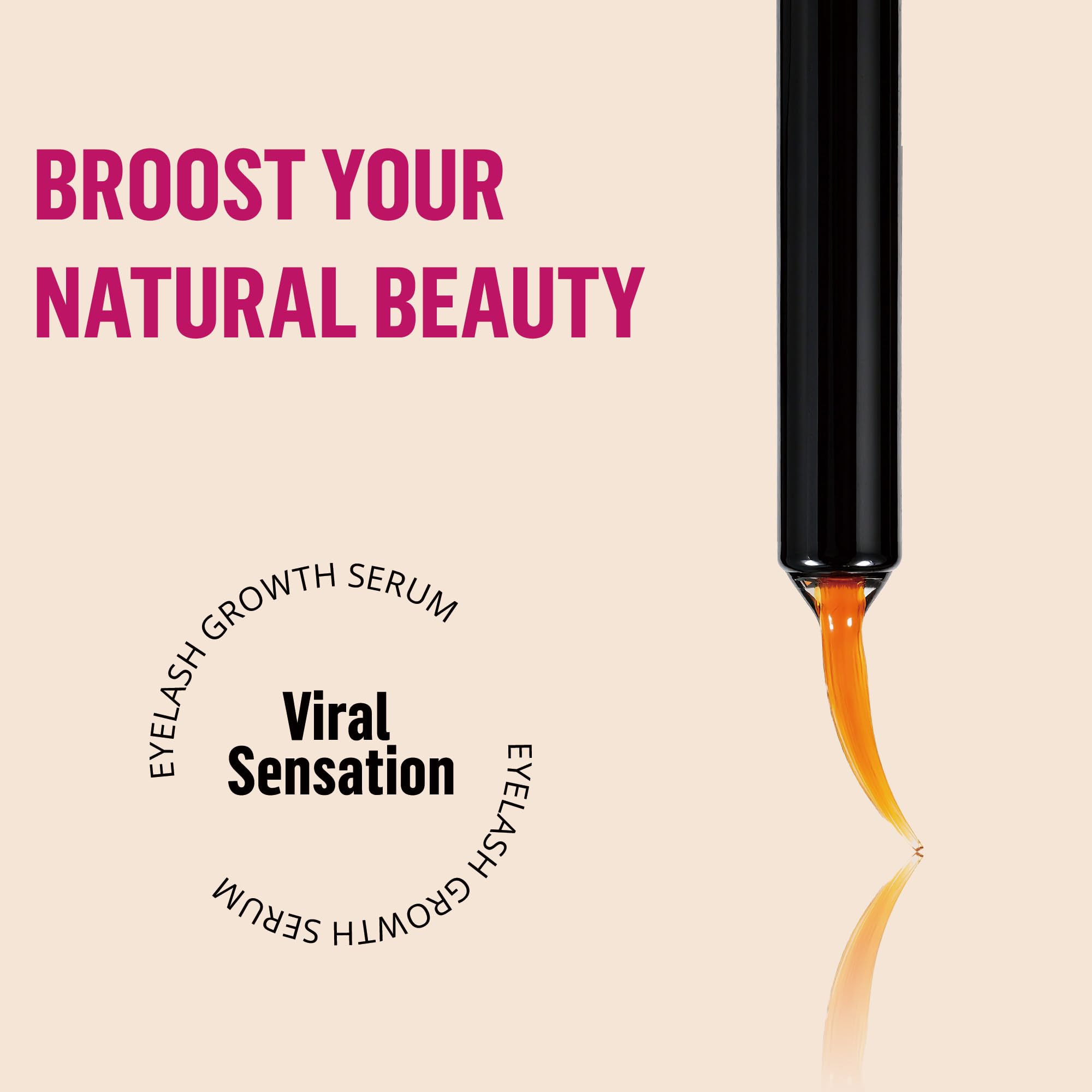 PHIENEX Serum do Rzęs, Formula Wzmacniająca na Dłuższe i Gęstsze Rzęsy oraz Brwi - Technologia US DermaCraft Labs z Botanicznym Kompleksem Peptydowym - 3ml (Różowy)
