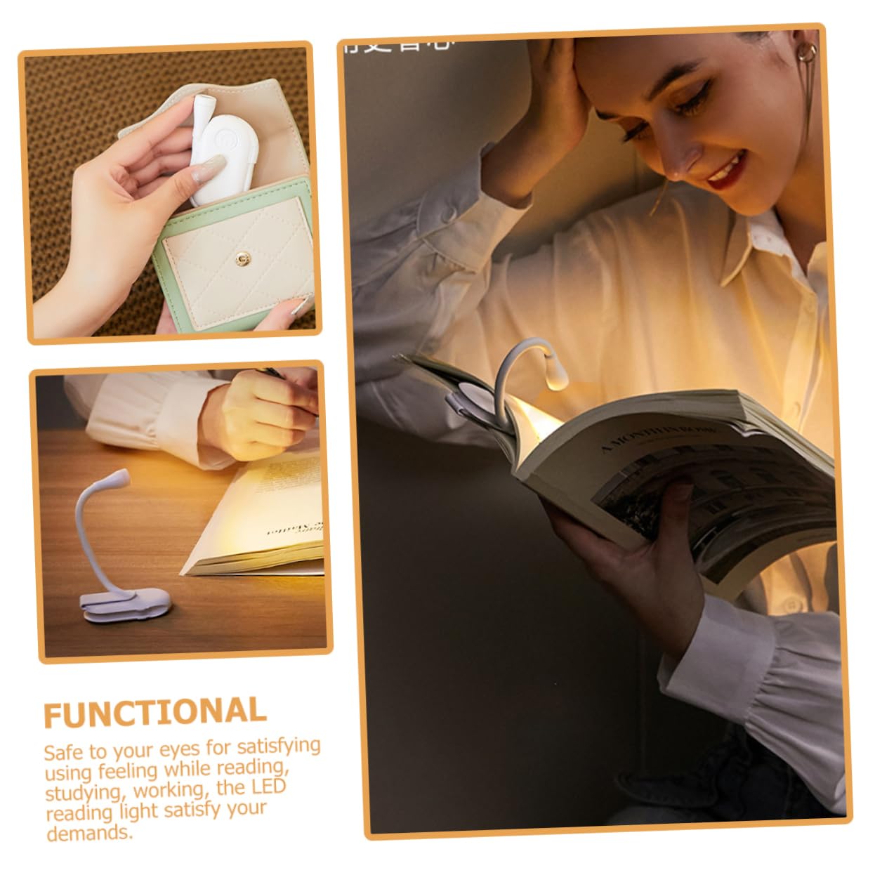 Ciieeo USB Rechargeable Clip Book Light Portable LED Reading Lamp for Travel Night Lamp for Studying Eye Caring Design Present for Friends