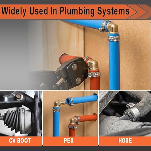 Miniatura 6 de TTFLEX - Juego de 100 abrazaderas de manguera de oreja de acero inoxidable 304 con anillos de abrazadera PEX de 38 pulgadas, 12 pulgadas, 58