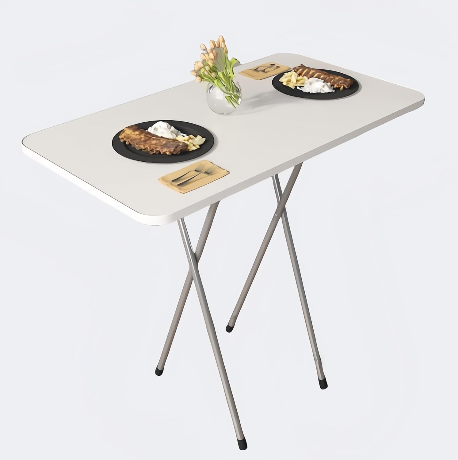 White Metal Frame Folding Desk - Modern Solution for Home Office Space