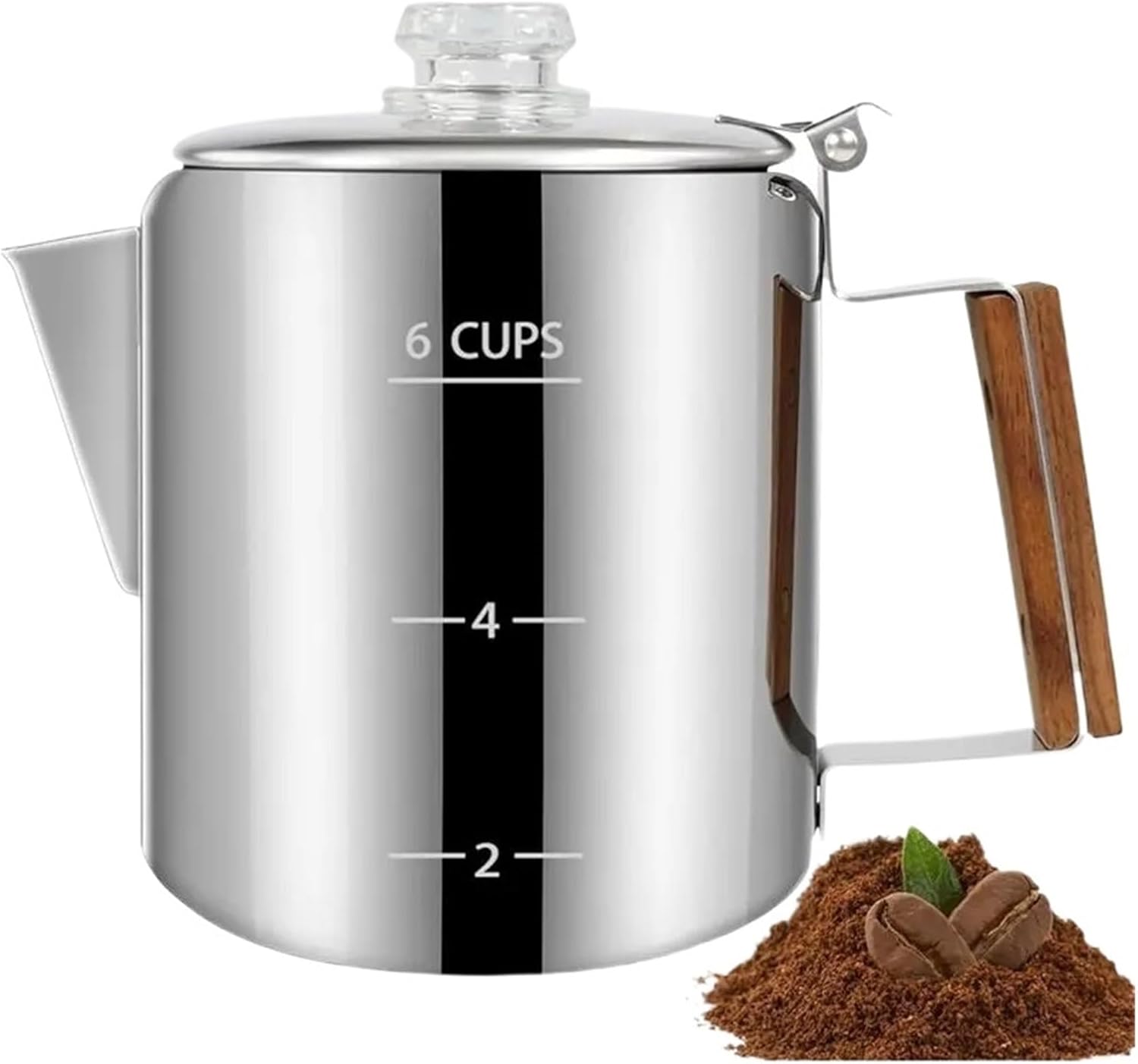 Mocha For Home And Camping 6 Cup Percolator 304 Stainless Steel Coffee Pot Coffee Maker With Handle Stovetop 1000Ml