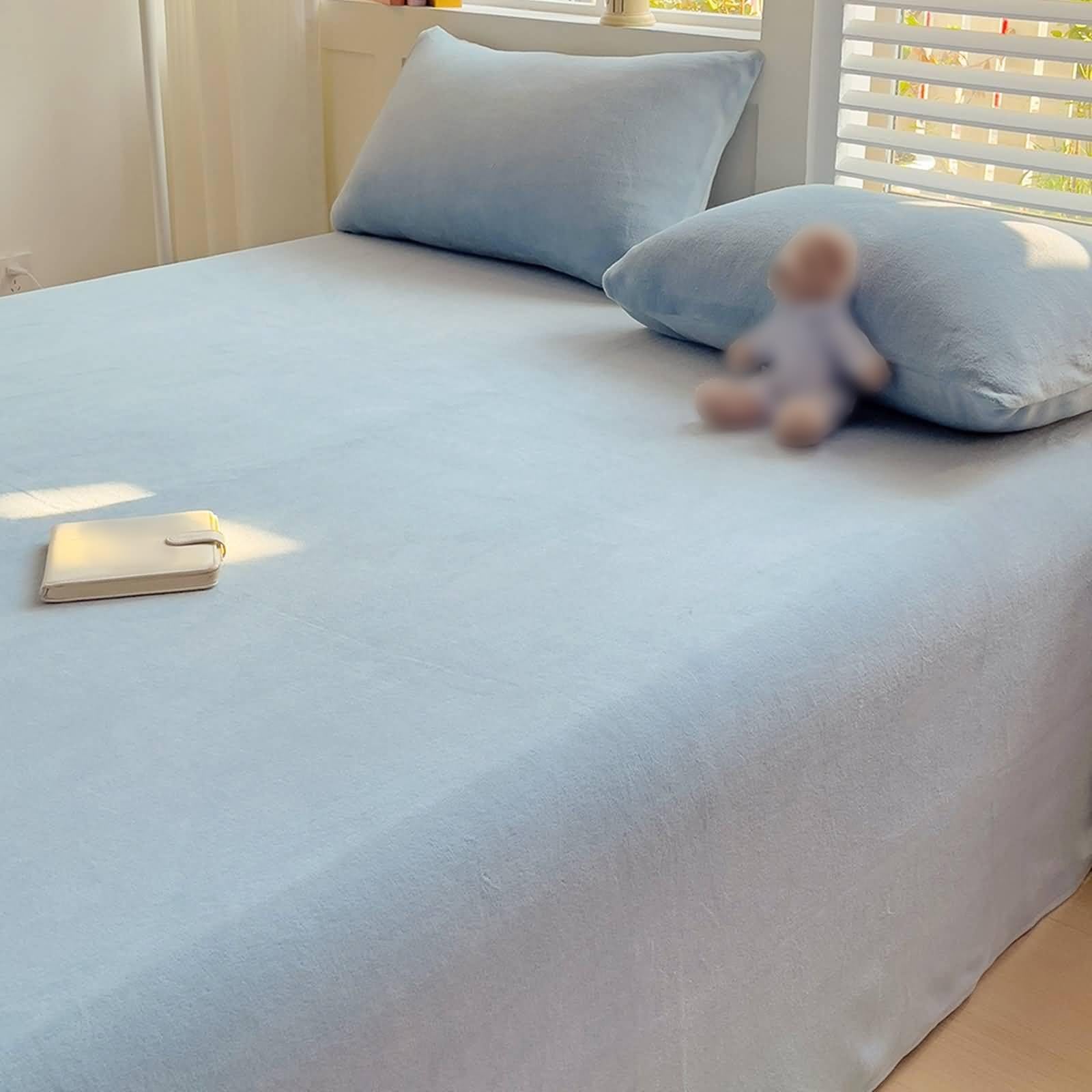 Sábanas rústicas, juego de sábanas para hombre, color azul claro, terciopelo de leche, 91 x 63 pulgadas, elegante
