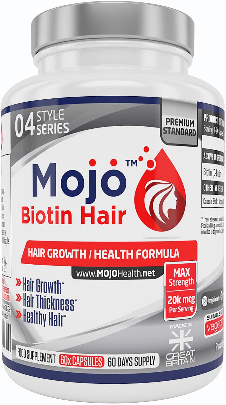 Buy MOJO BIOTIN HAIR 10,000mcg Premium Grade Biotin Hair Growth Supplement For Men & Women