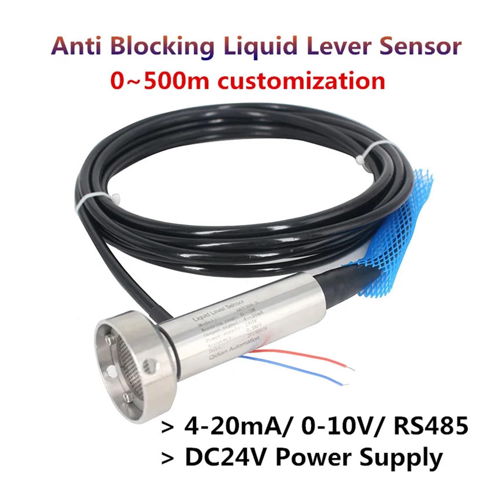 Czujnik poziomu cieczy | Wyjście: 4-20 mA/0-10 V/10 V (4-20mA wyjście, 6 m range 10 m cable)